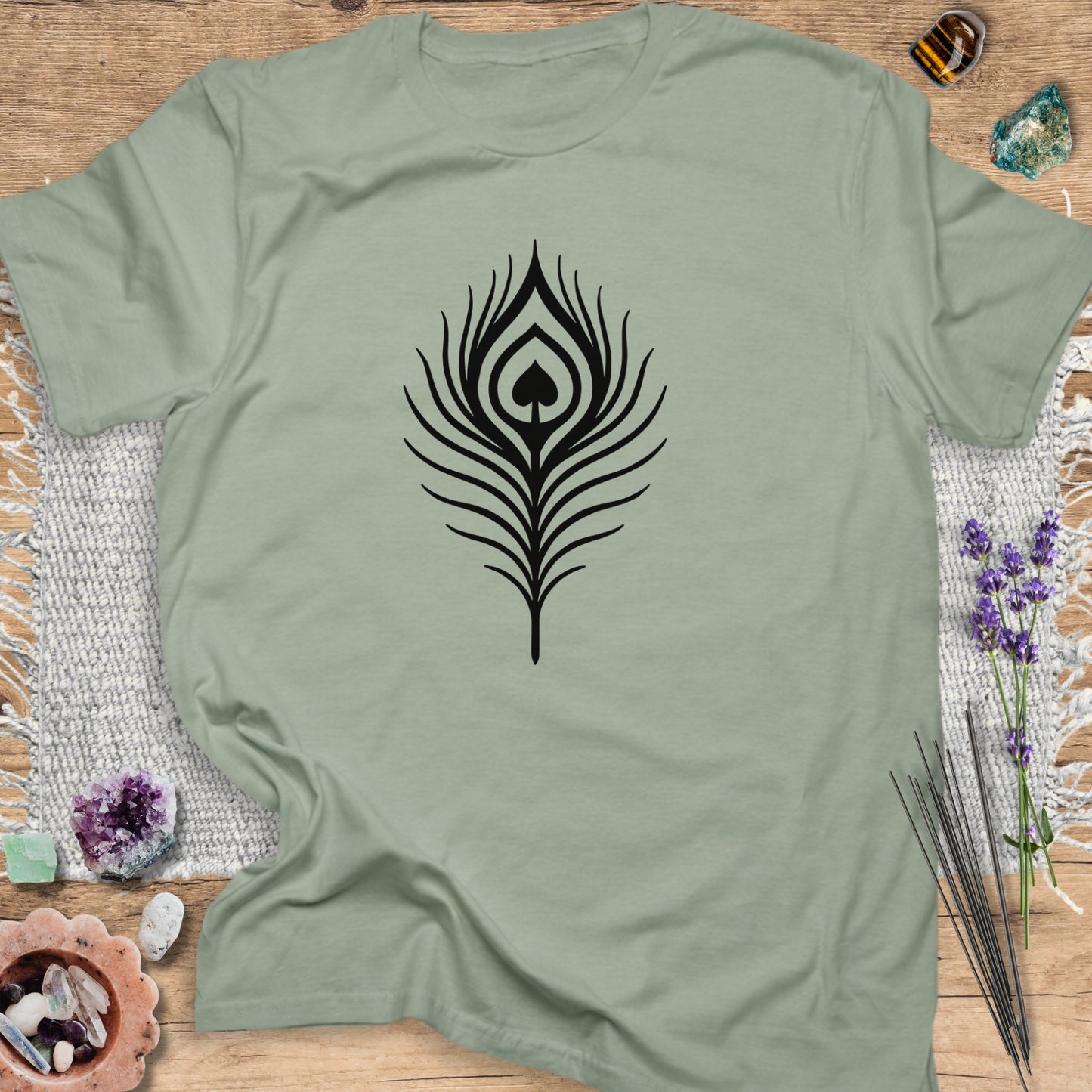 Peacock Heart Feather T-Shirt