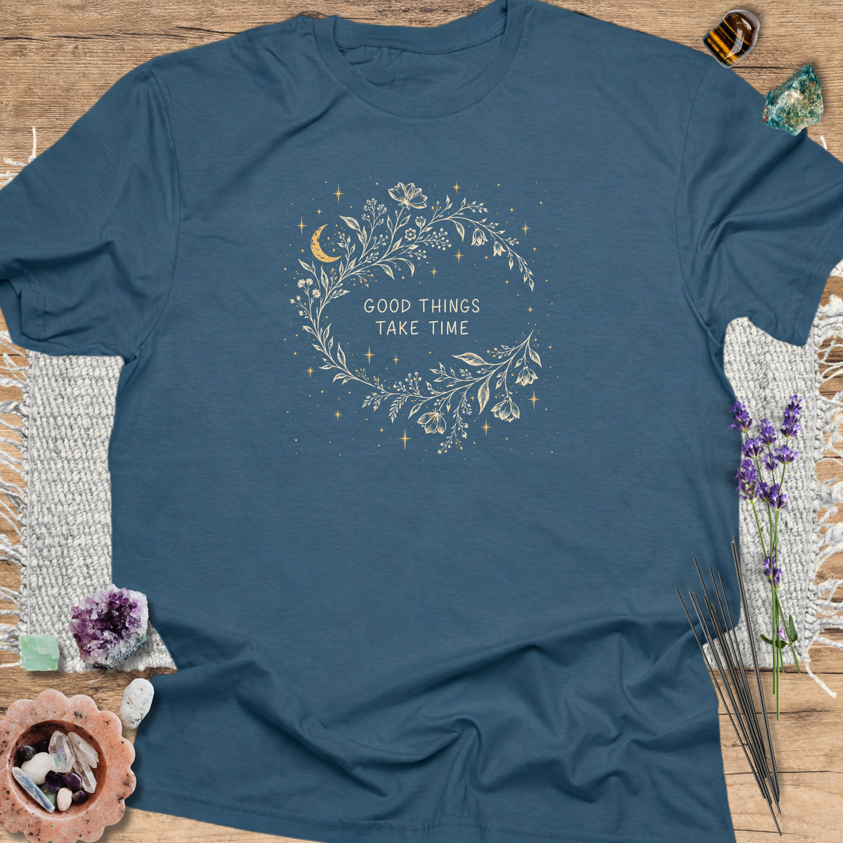 Good Things Take Time Indigo Blue