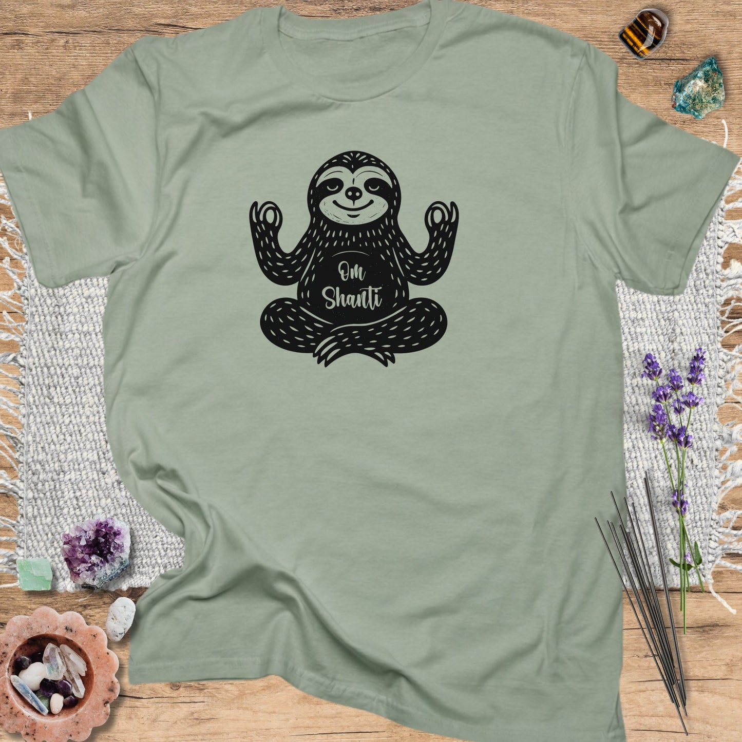 Om Shanti Meditative Sloth T-Shirt