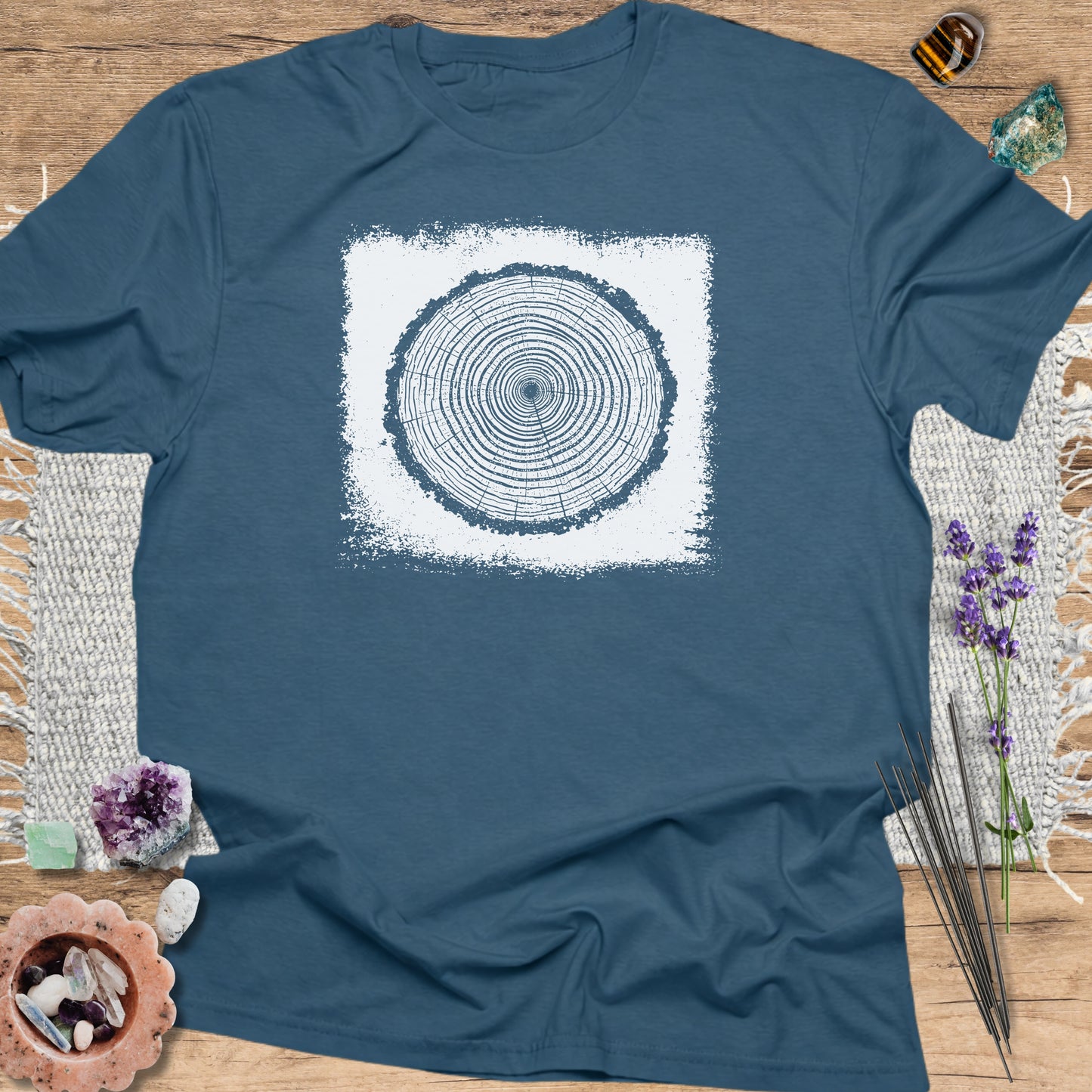 Tree Rings Indigo Blue