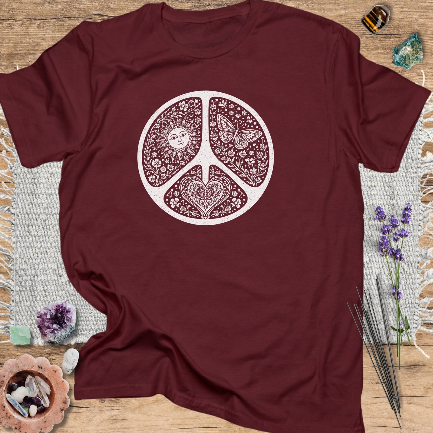 Vintage Floral Peace Sign T-Shirt
