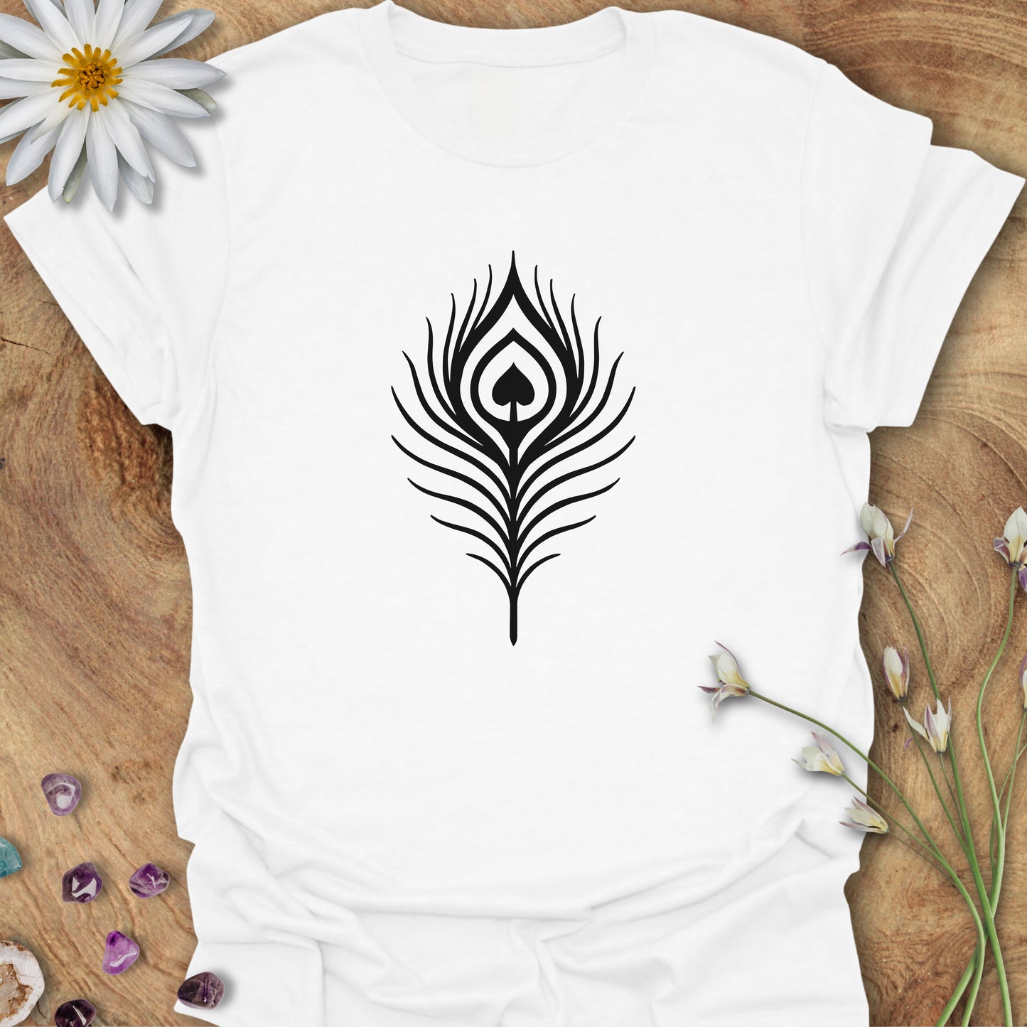 Peacock Heart Feather T-Shirt