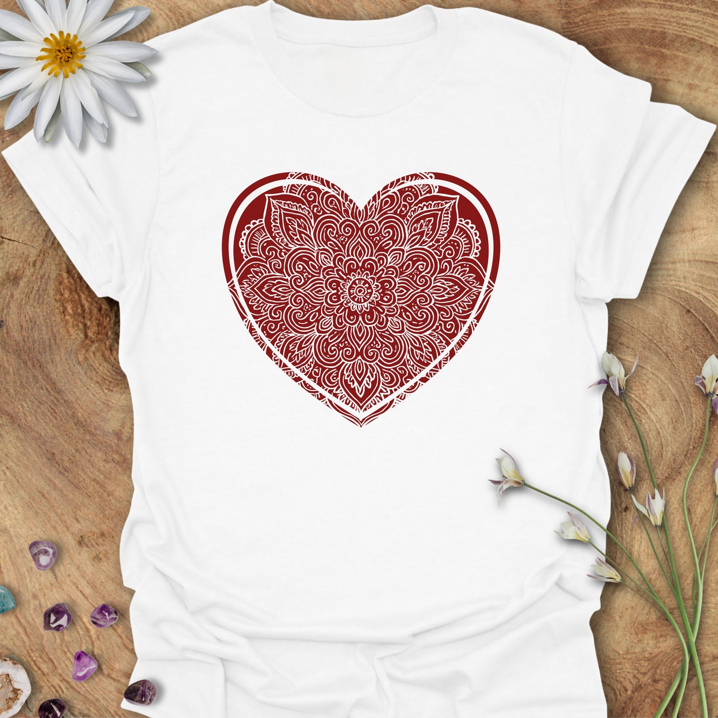 Heart Mandala T-Shirt White