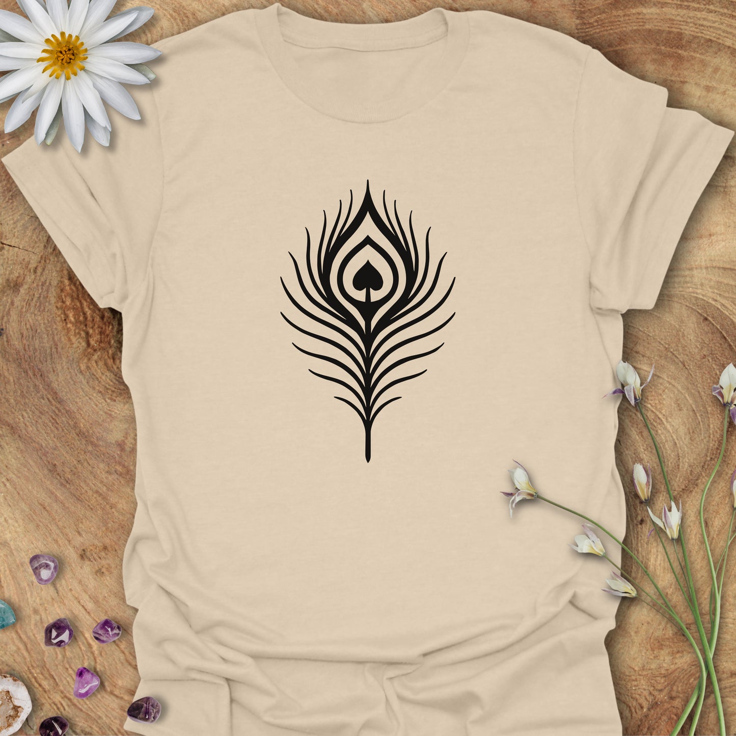 Peacock Heart Feather T-Shirt