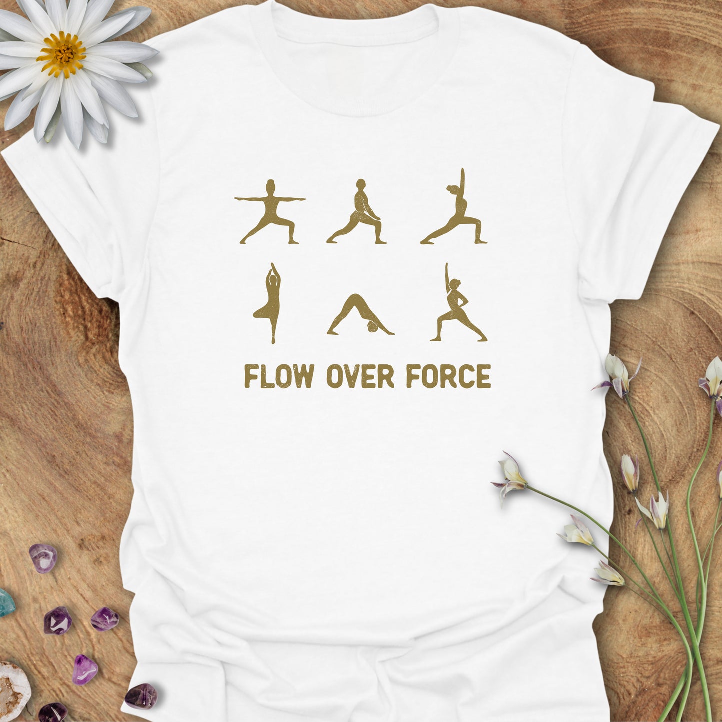 Flow Over Force - Yoga T-Shirt White