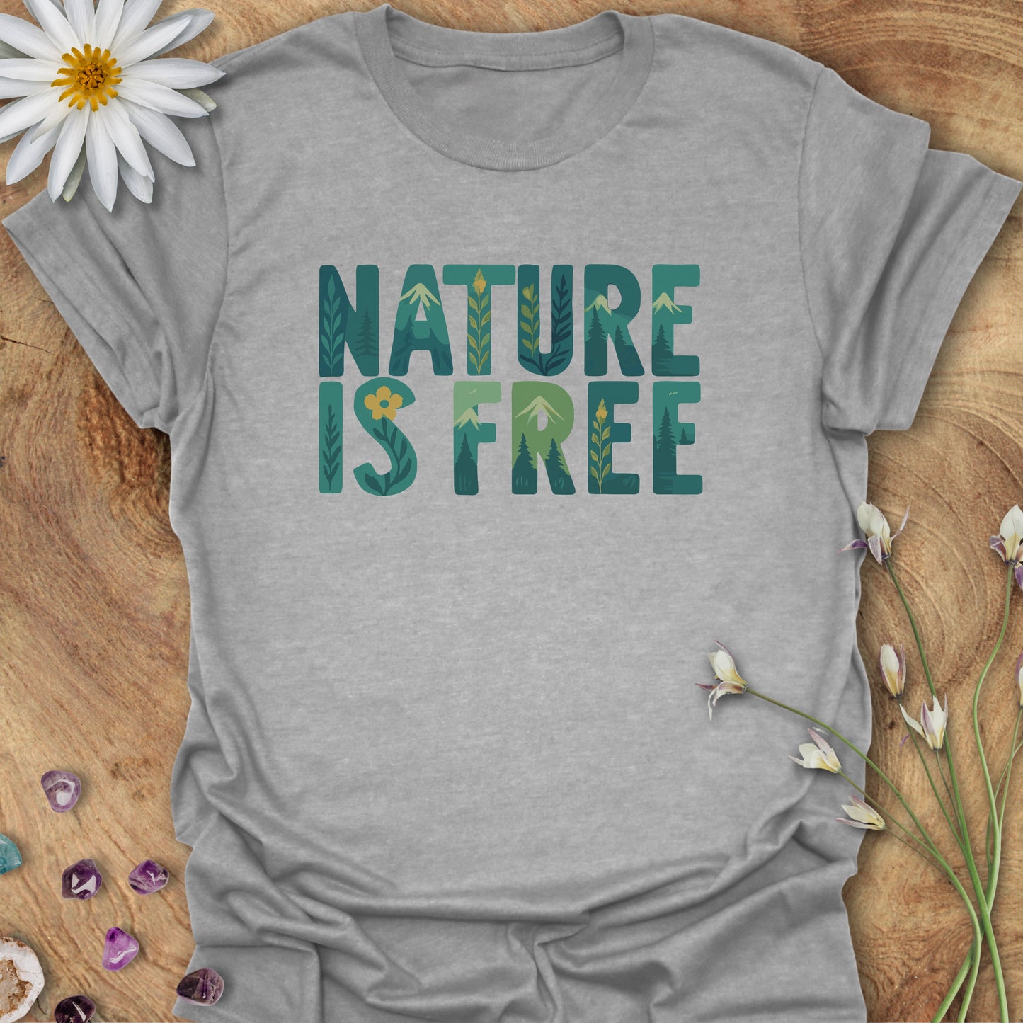 Nature is Free T-Shirt Sport Grey