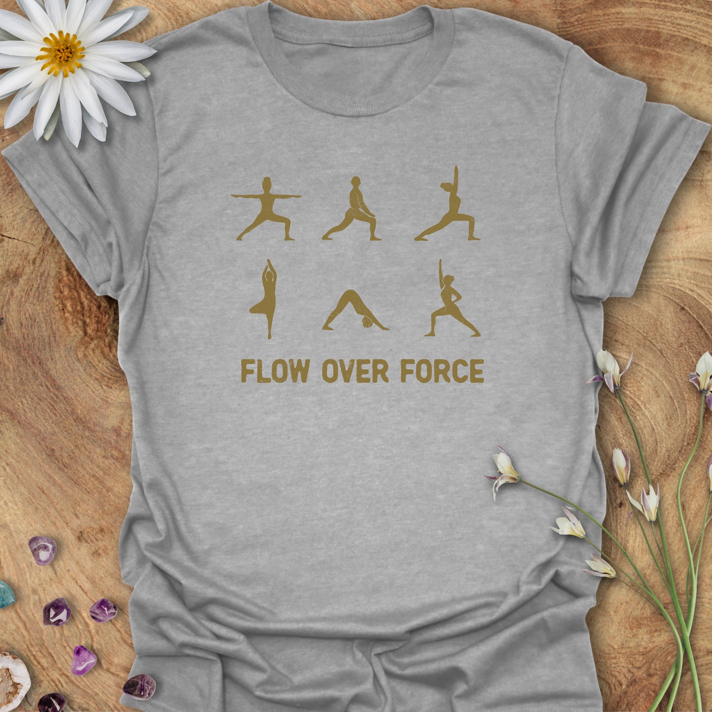 Flow Over Force - Yoga T-Shirt Sport Grey