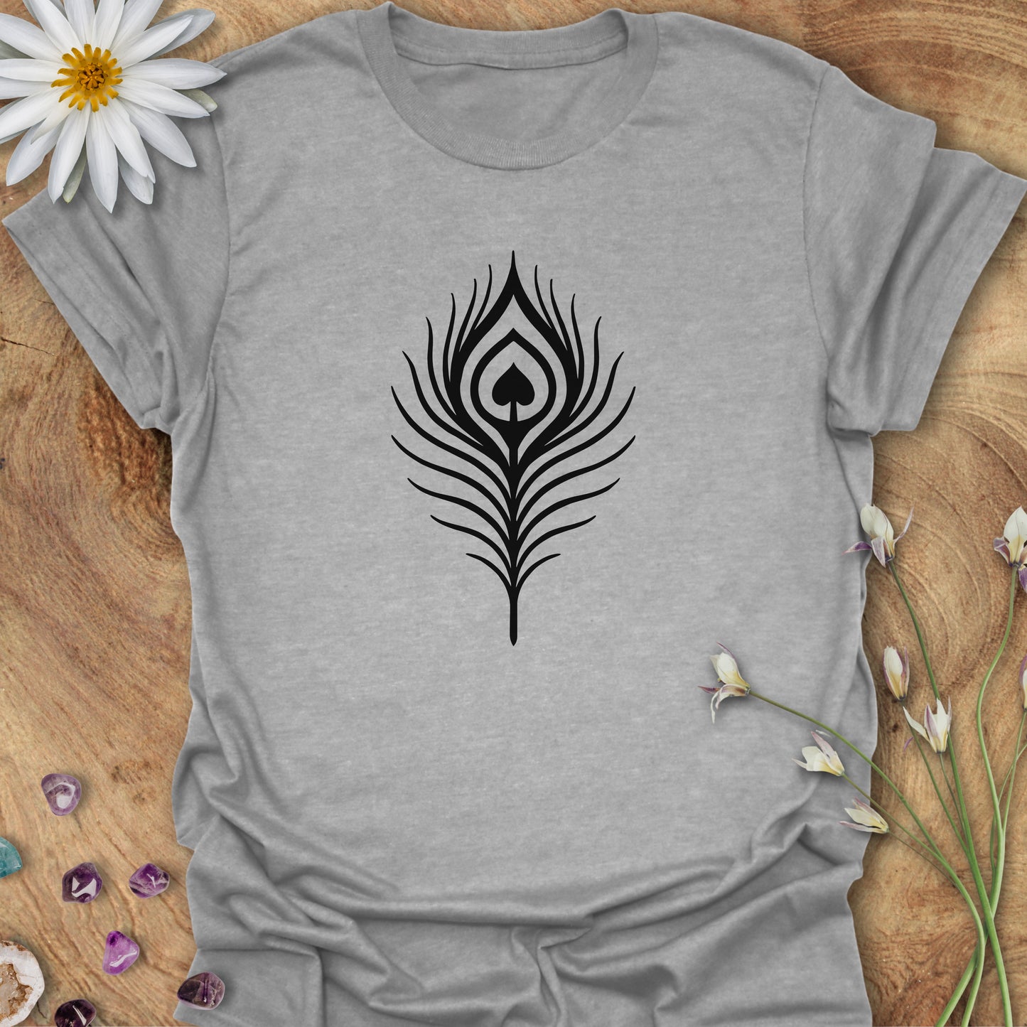 Peacock Heart Feather T-Shirt