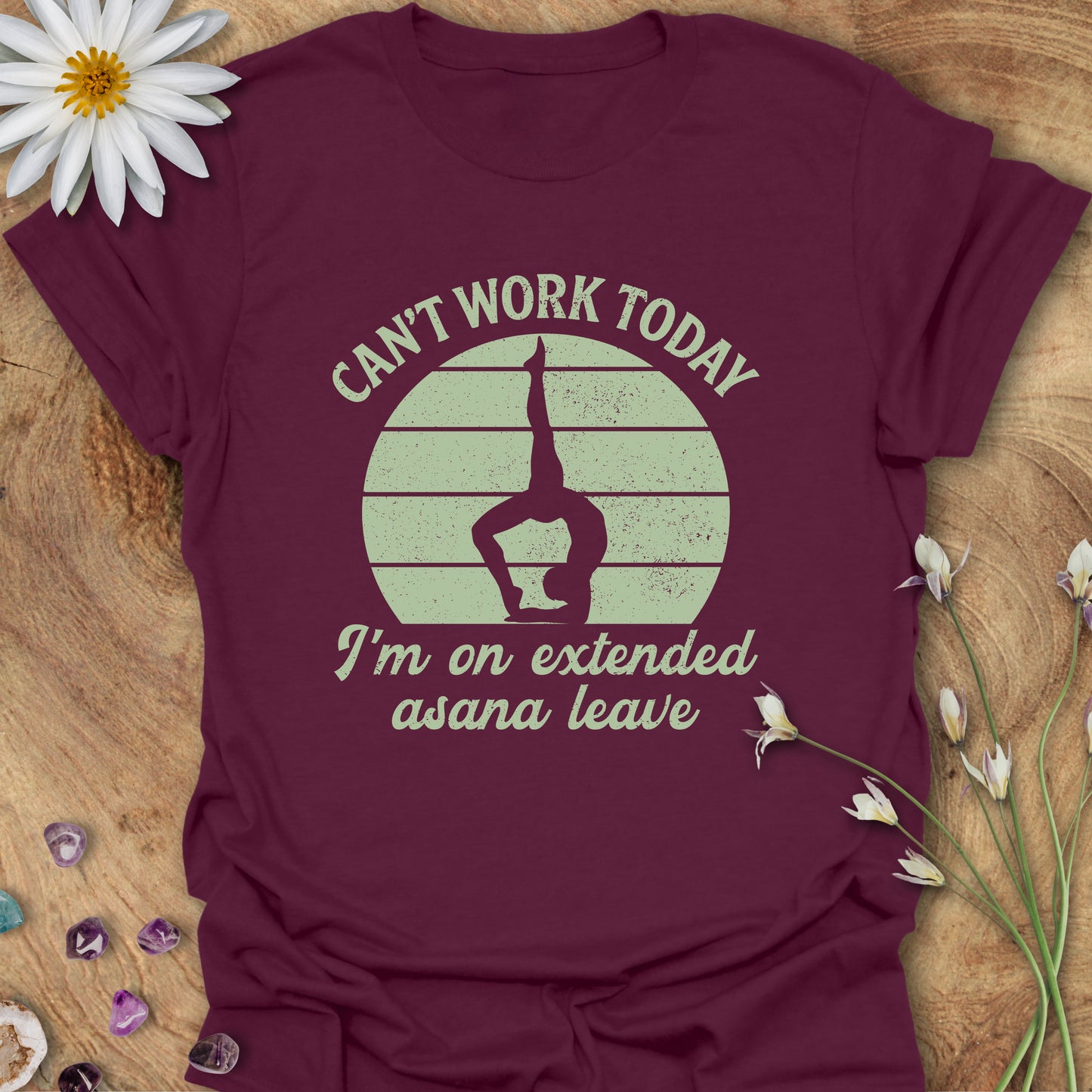 Extended Asana Leave T-Shirt Maroon