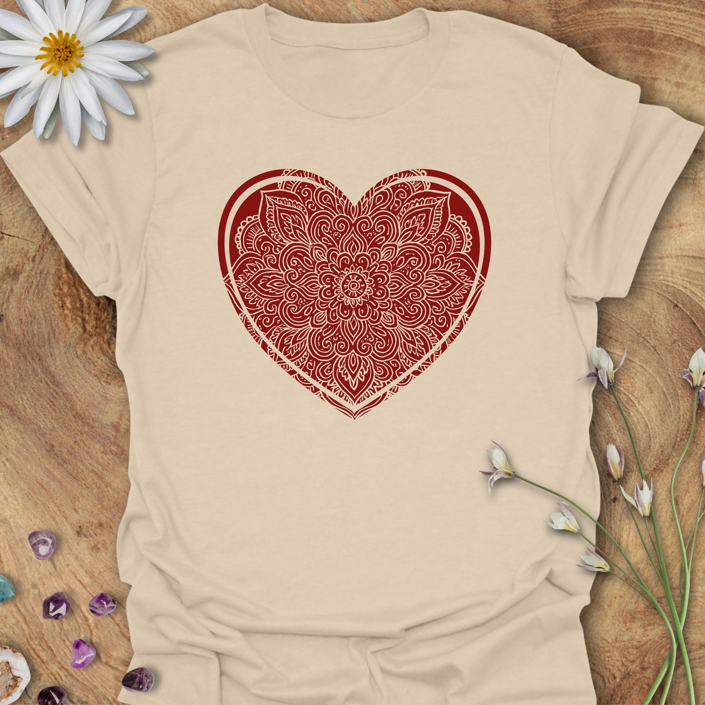 Heart Mandala T-Shirt Sand