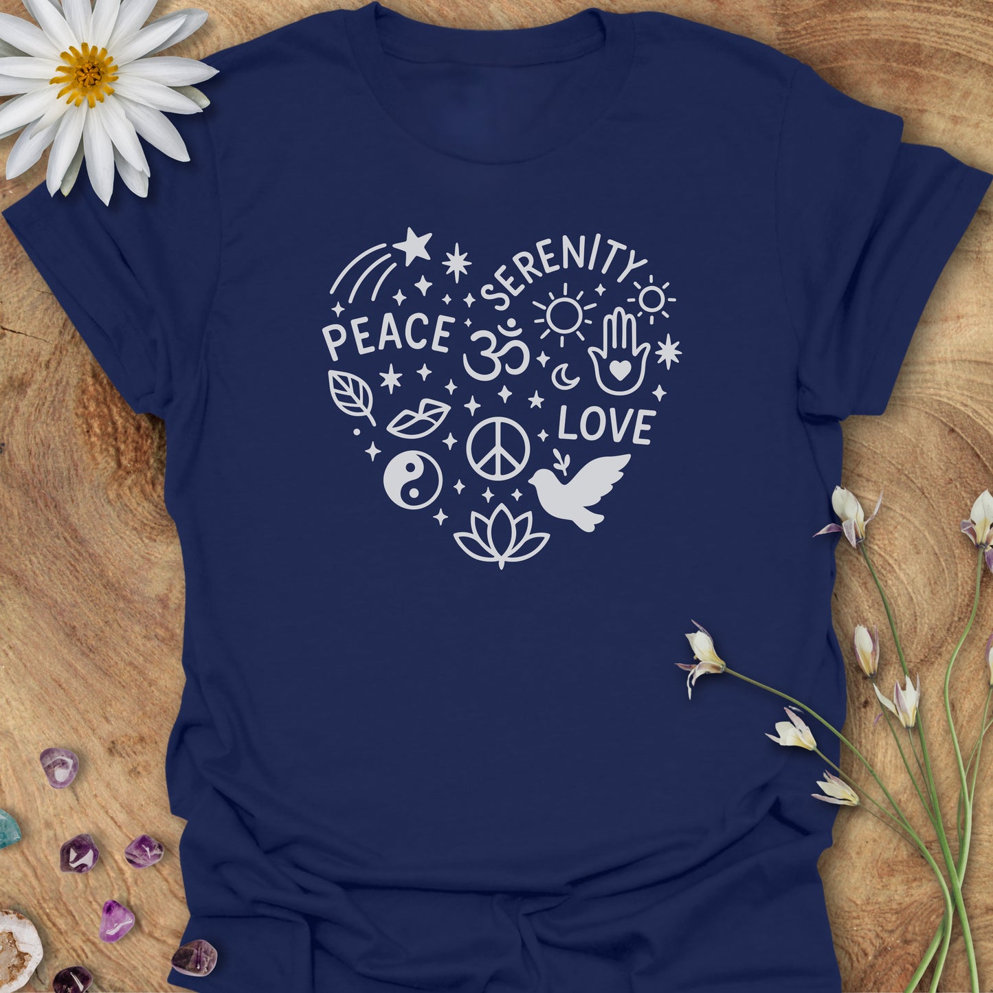 Peace Heart T-Shirt Navy