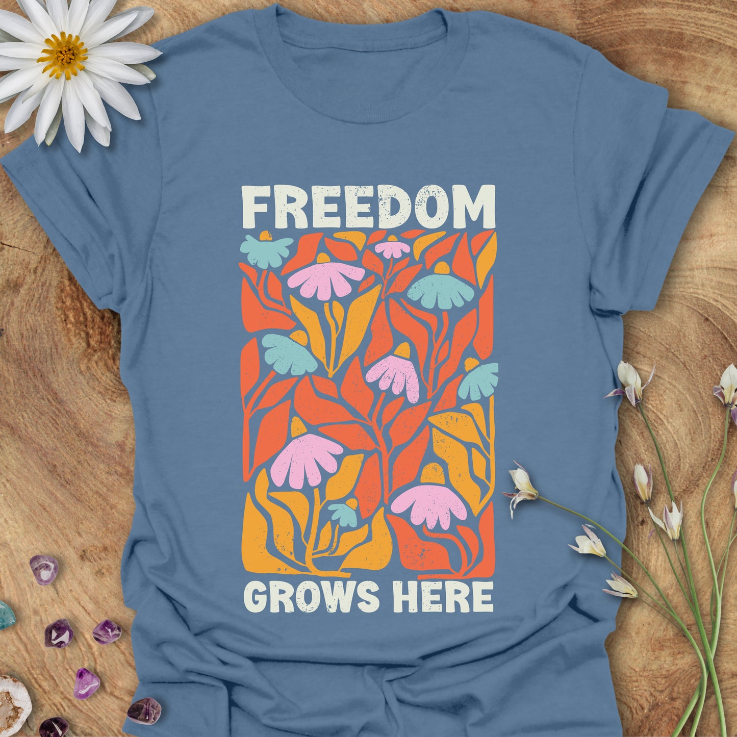 Freedom Grows Here T-Shirt Indigo Blue