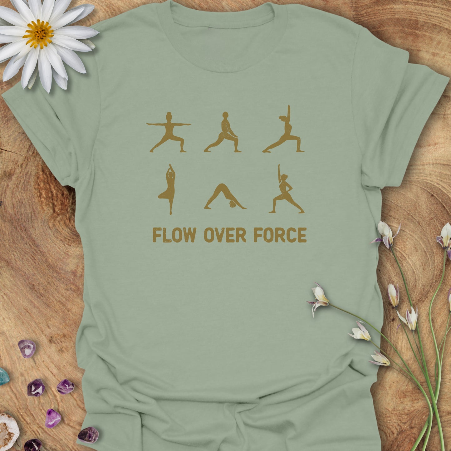 Flow Over Force - Yoga T-Shirt Sage