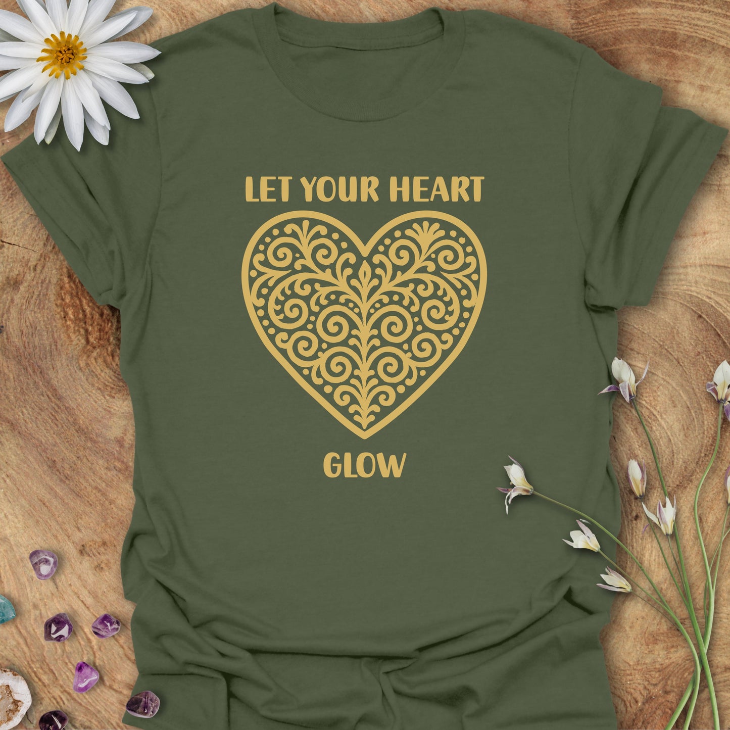 Let Your Heart Glow T-Shirt Military Green