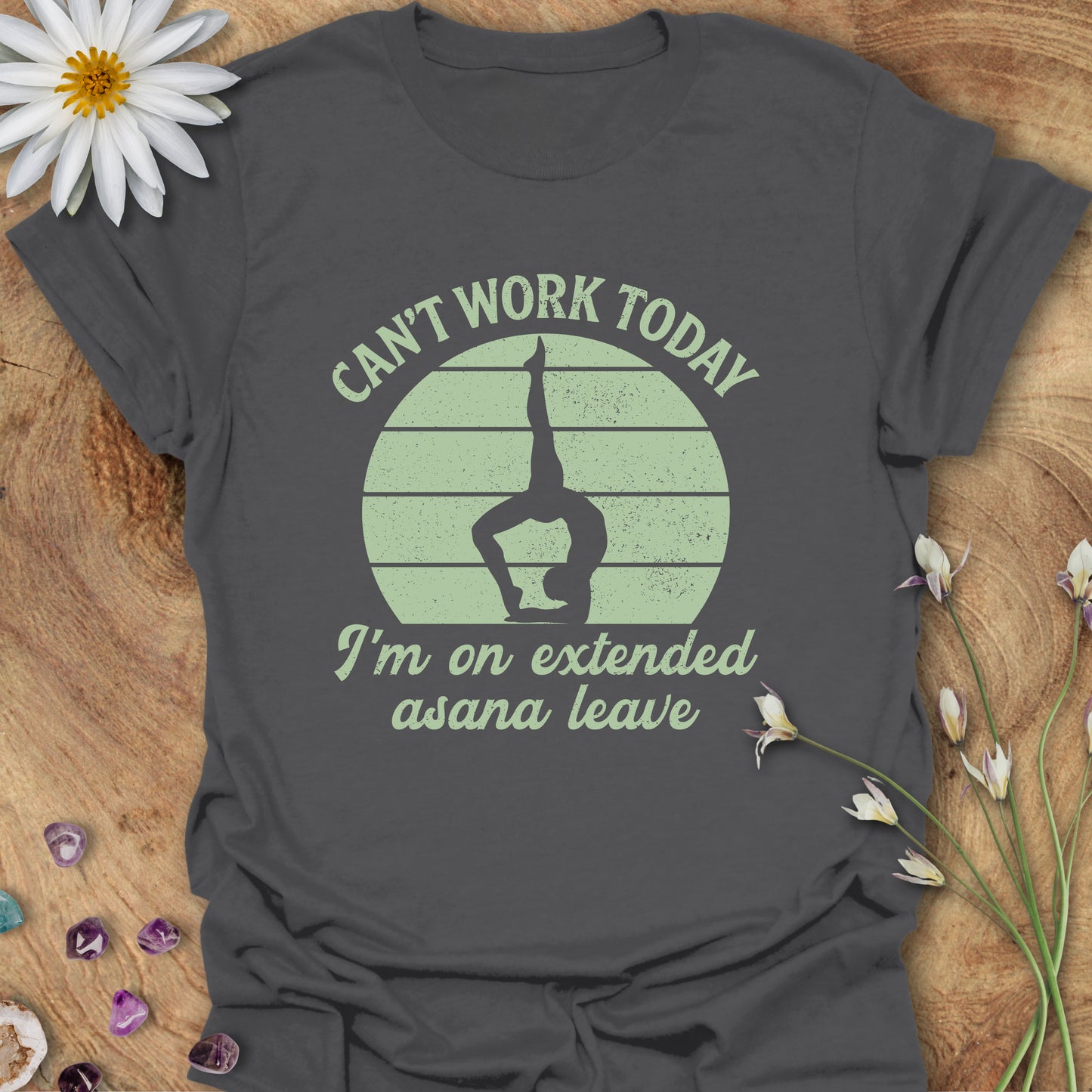 Extended Asana Leave T-Shirt Charcoal