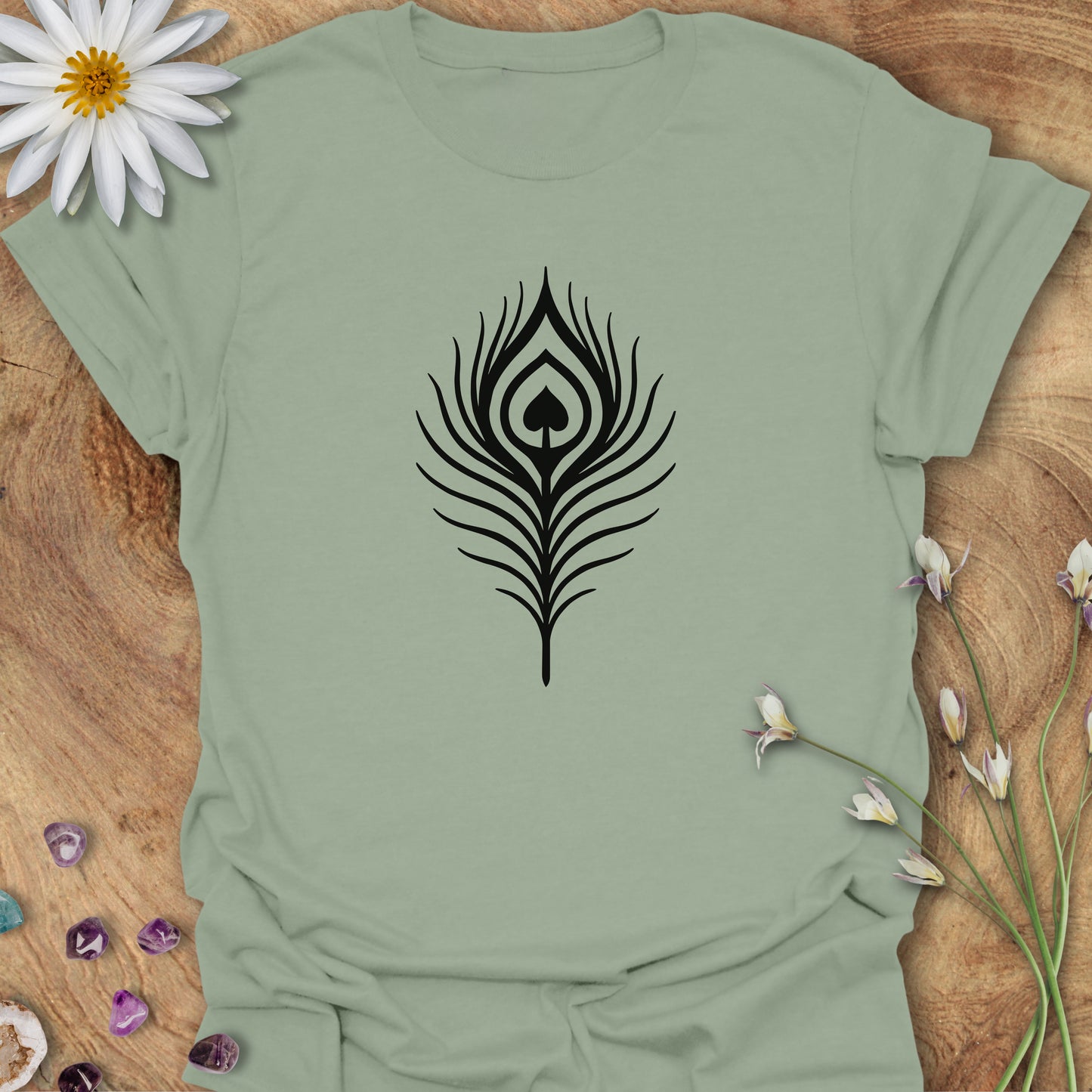 Peacock Heart Feather T-Shirt