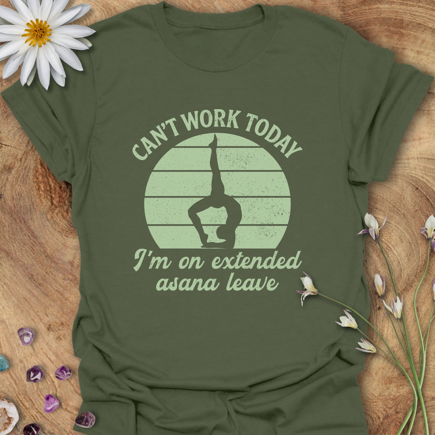 Extended Asana Leave T-Shirt Military Green