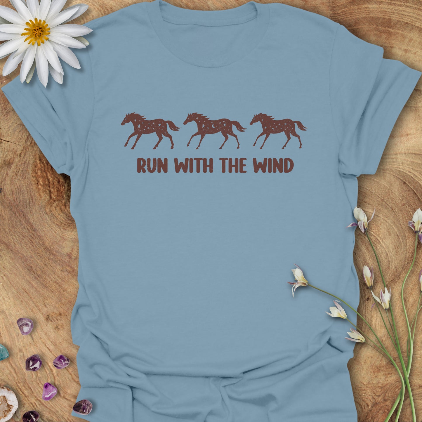 Run With The Wind T-Shirt Stone Blue