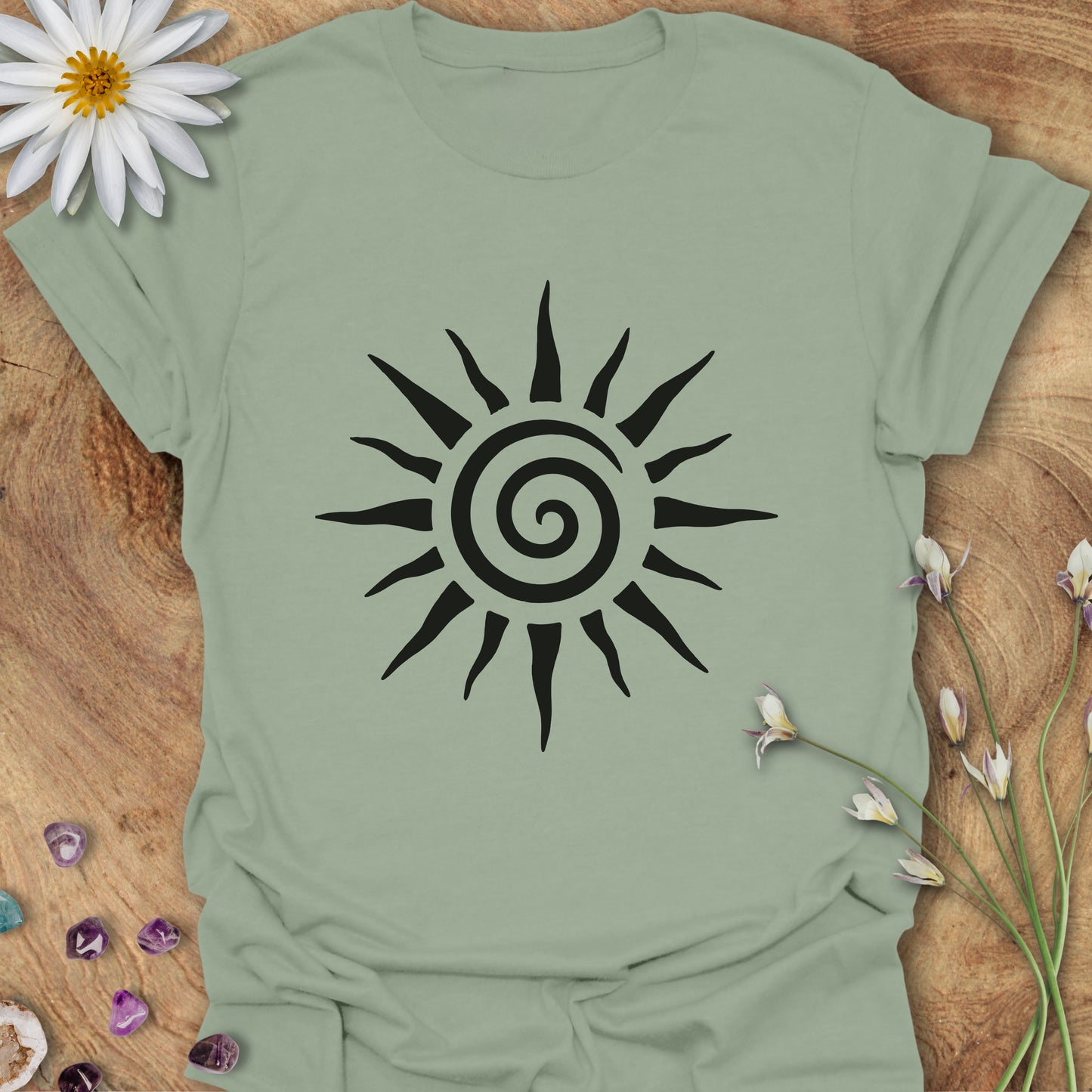 Sun Spiral T-shirt Sage