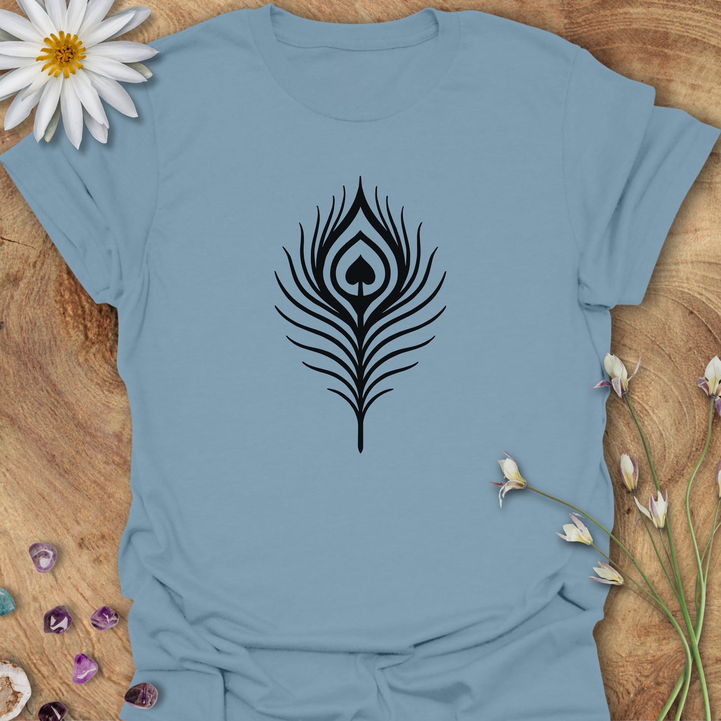 Peacock Heart Feather T-Shirt