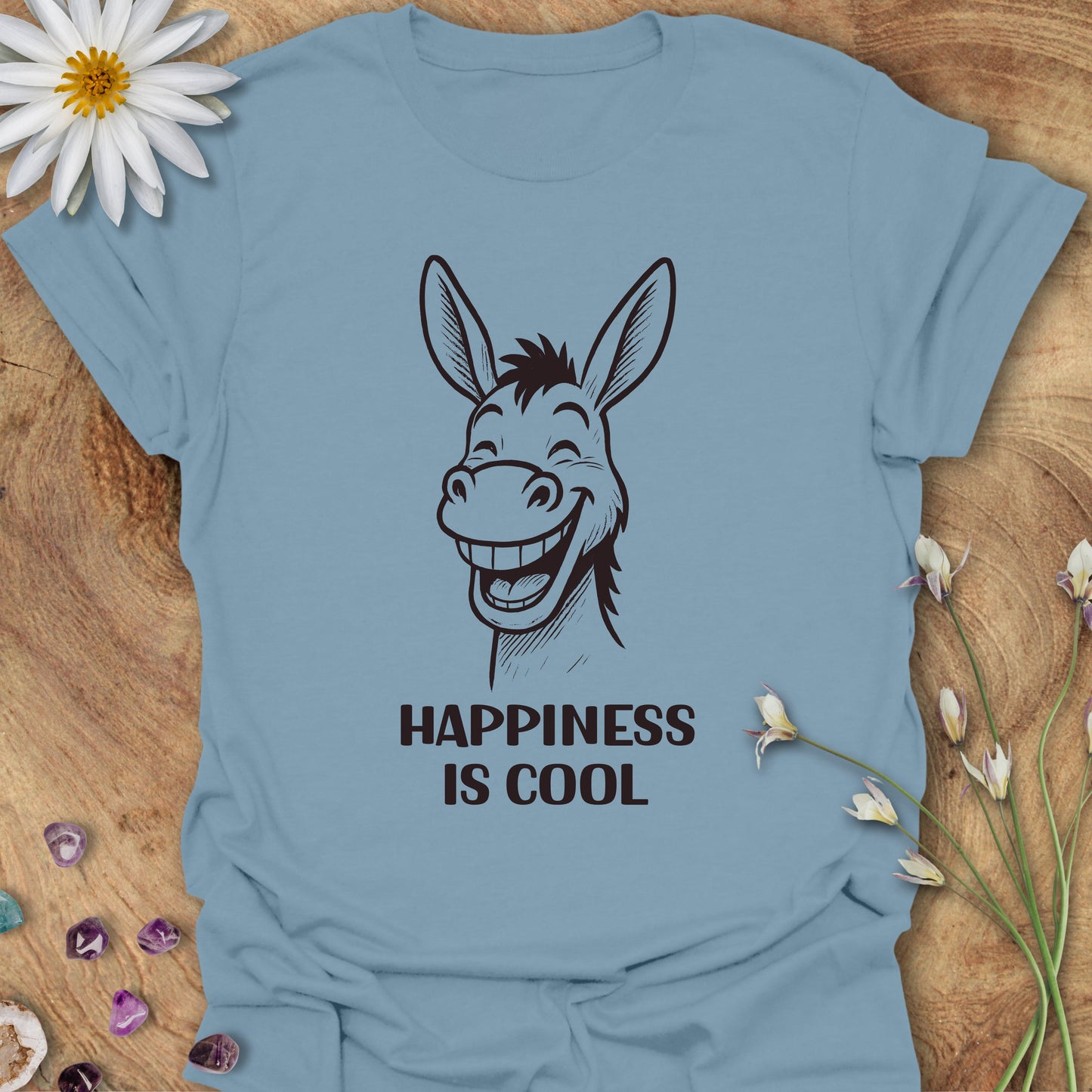 Happiness Is Cool T-Shirt Stone Blue