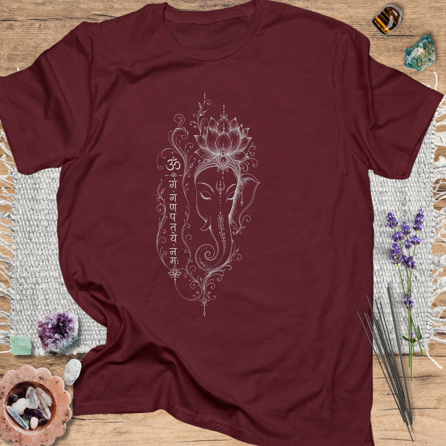 Om Gam Ganapataye T-Shirt Maroon