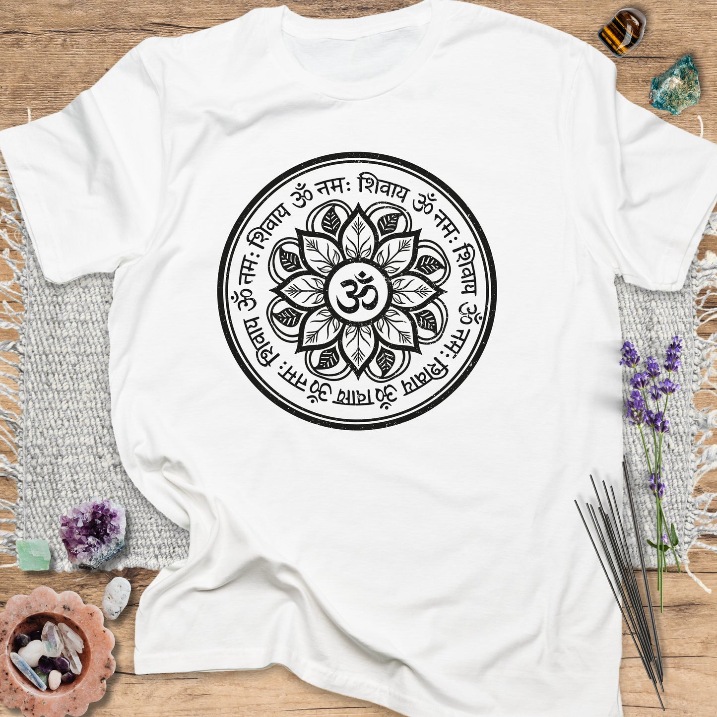 Sanskrit Om Namah Shivaya Floral T-Shirt