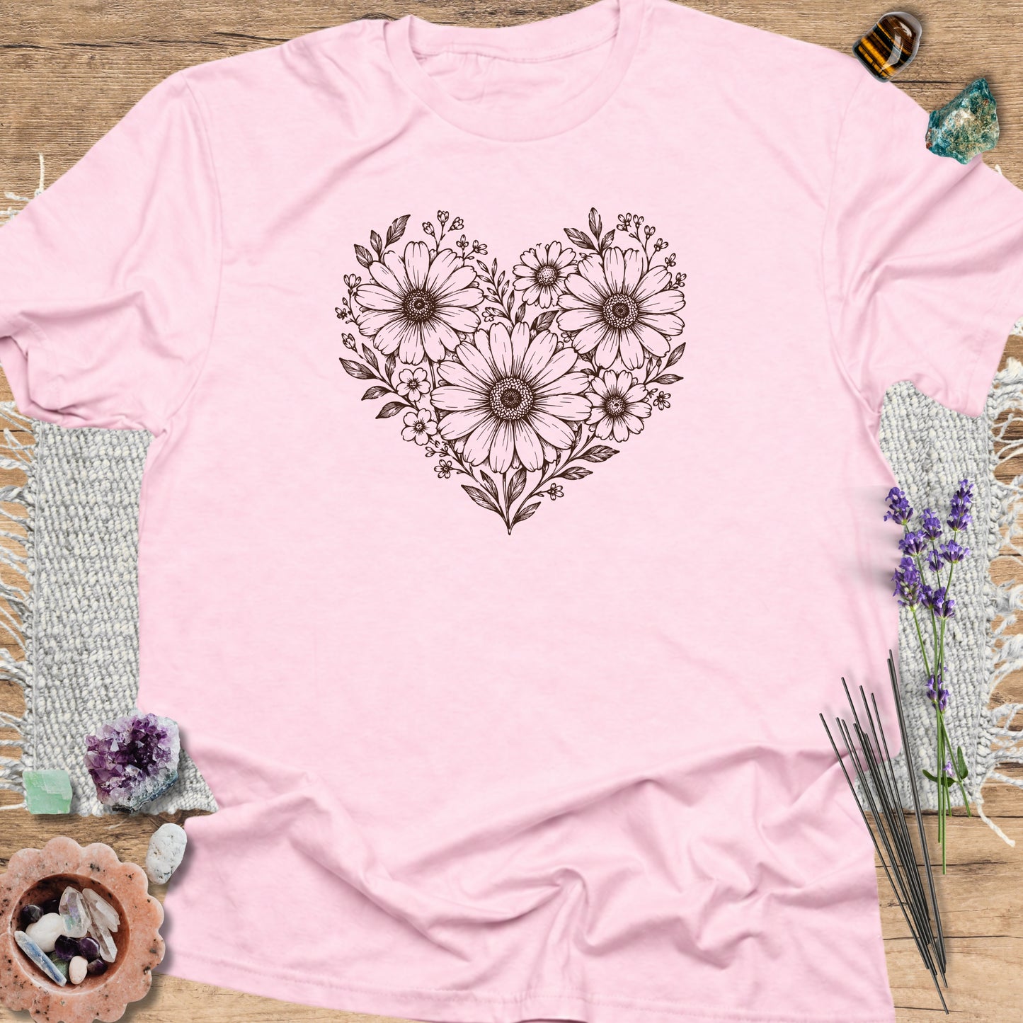 Daisy Heart T-Shirt Light Pink