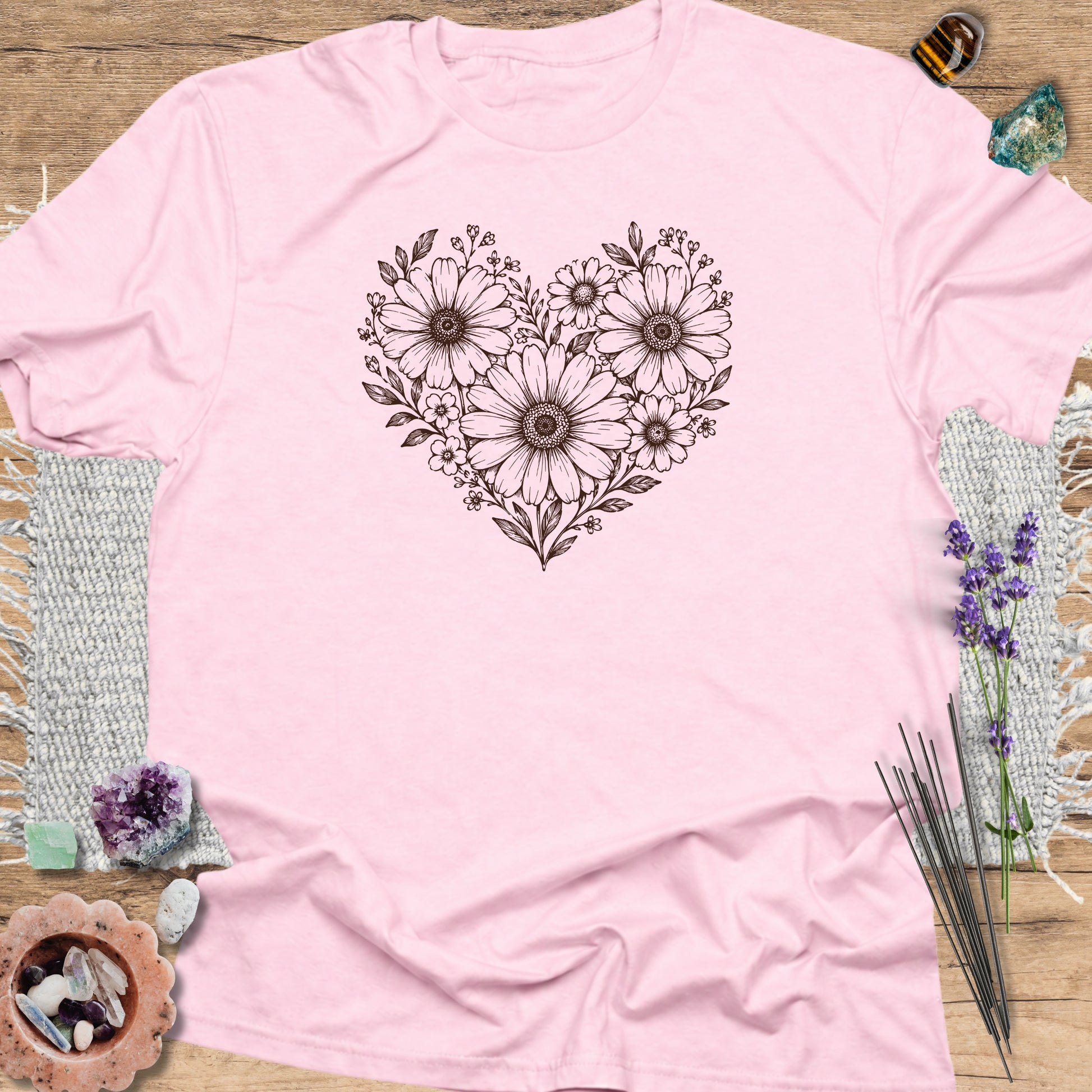Daisy Heart T-Shirt Light Pink