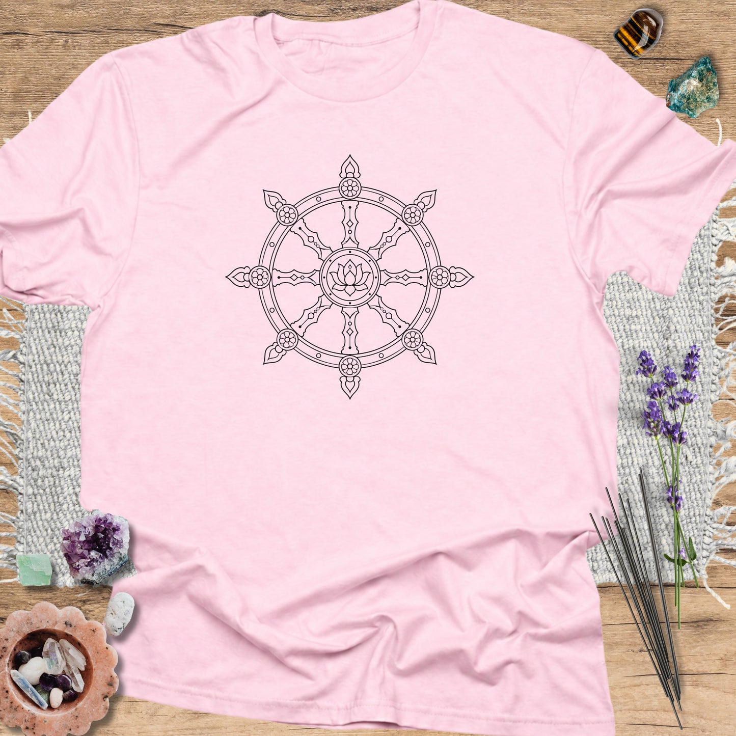 Dharma Wheel T-Shirt Light Pink