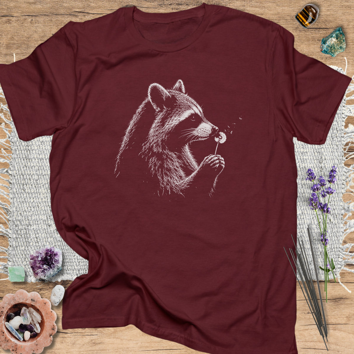 Raccoon With Dandelion