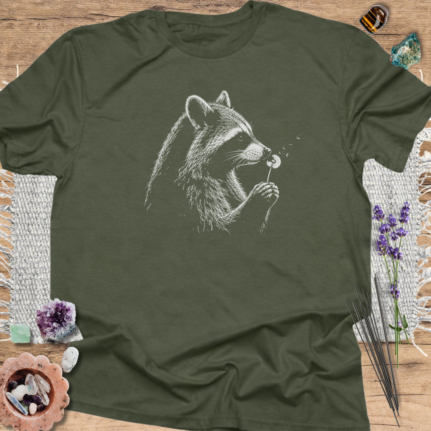 Raccoon With Dandelion