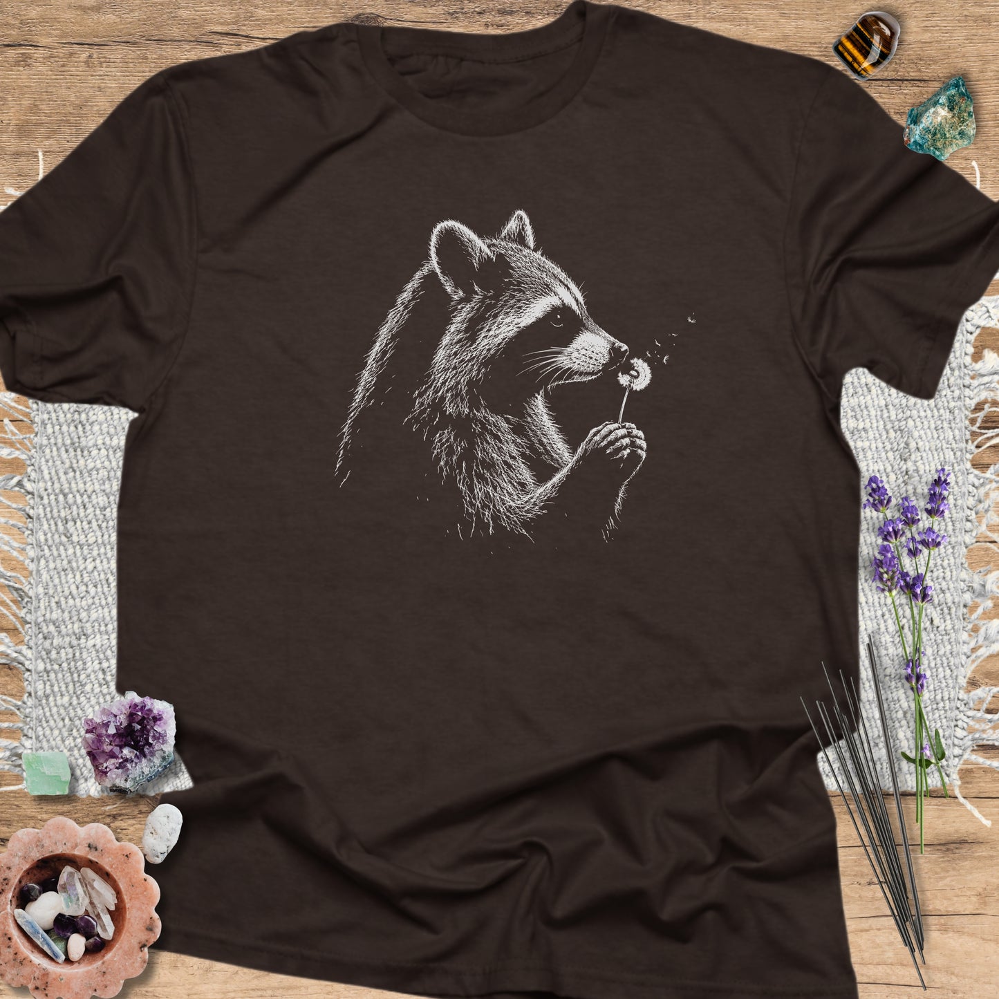 Raccoon With Dandelion