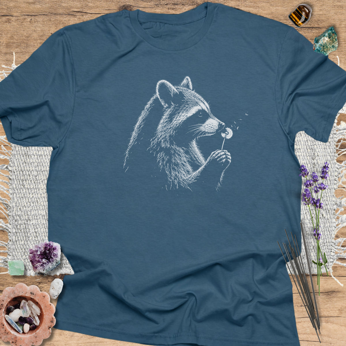 Raccoon With Dandelion