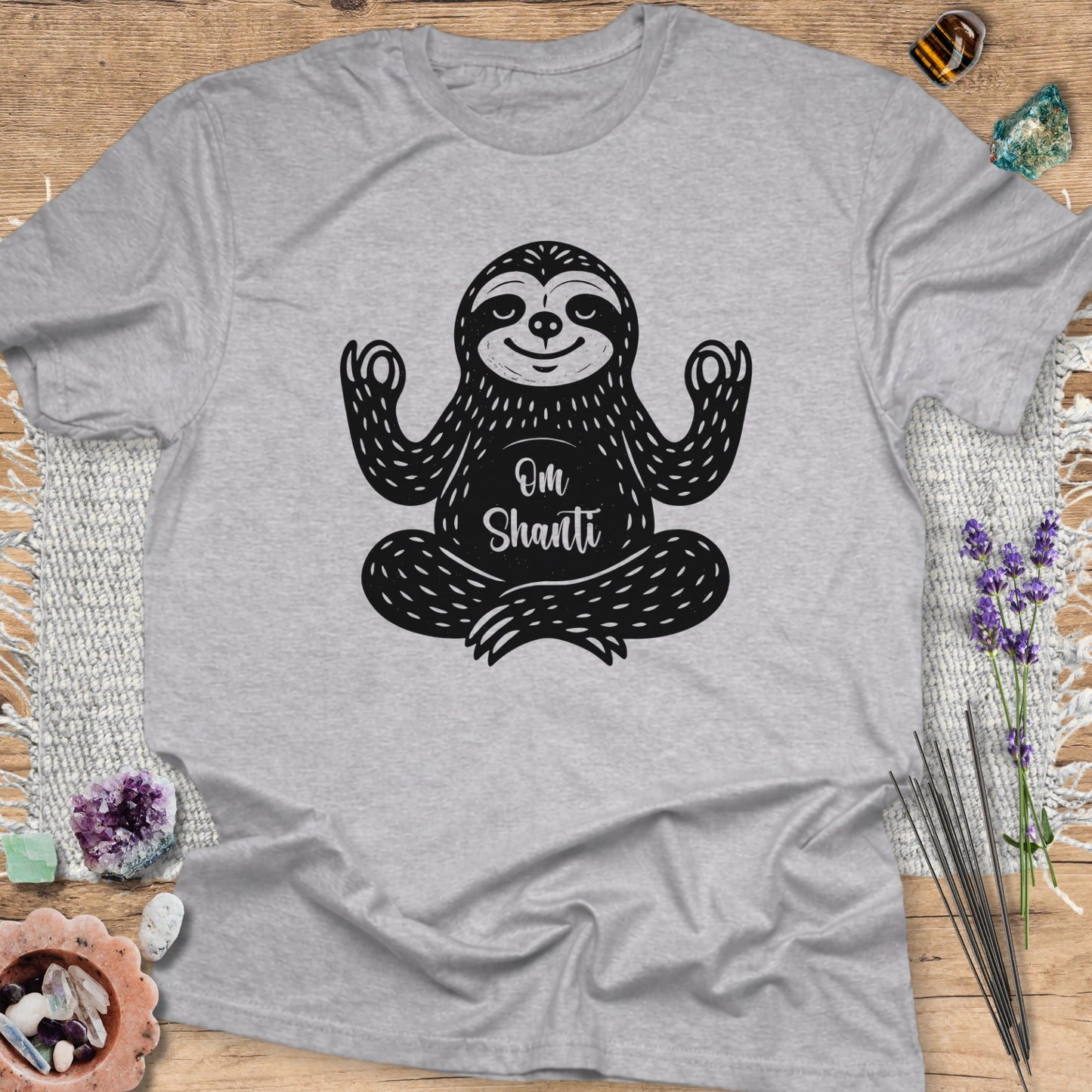 Om Shanti Meditative Sloth T-Shirt