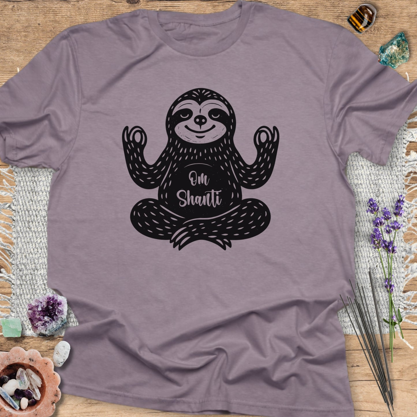 Om Shanti Meditative Sloth T-Shirt