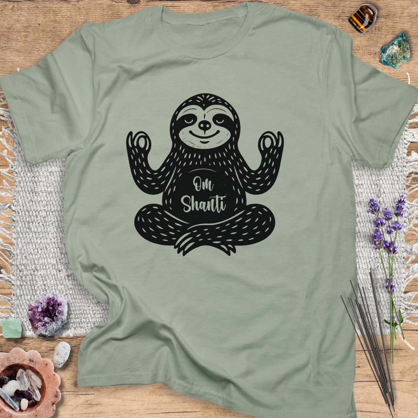 Om Shanti Meditative Sloth T-Shirt