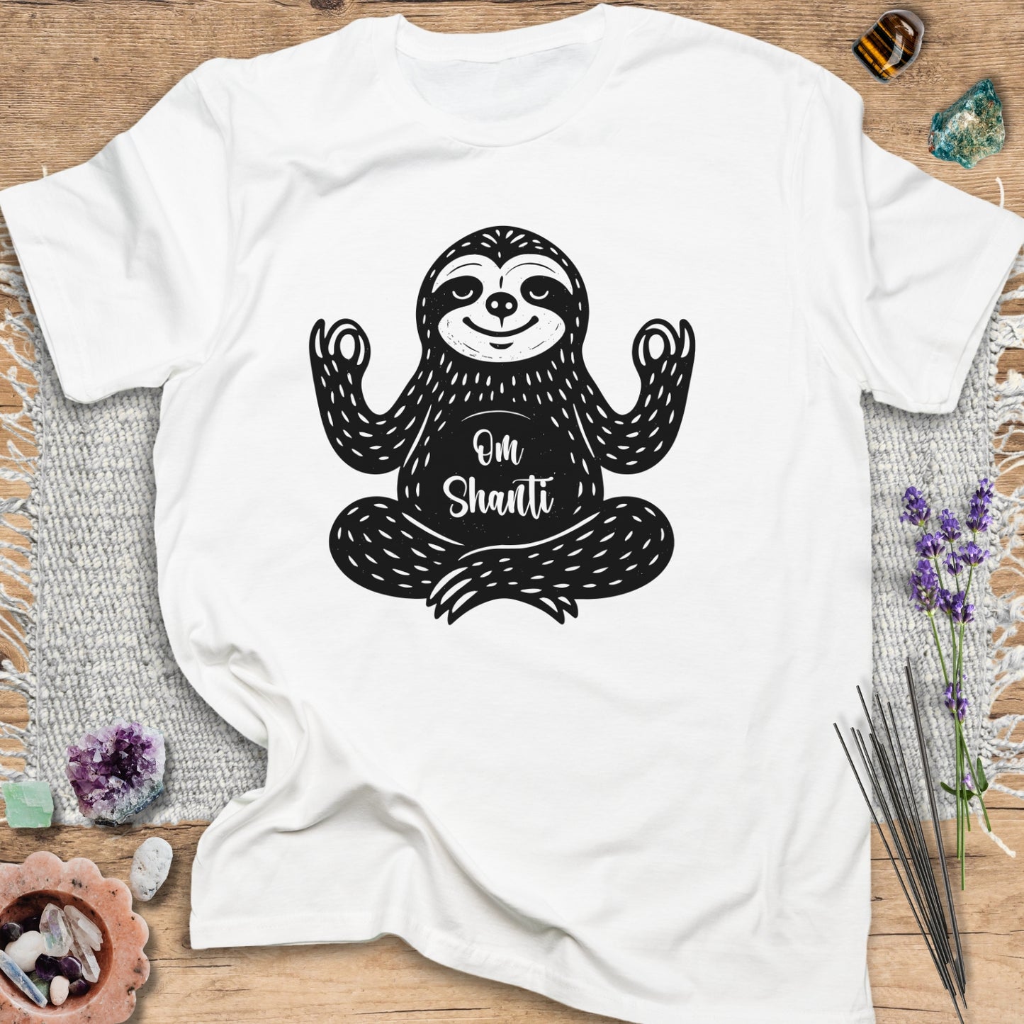 Om Shanti Meditative Sloth T-Shirt