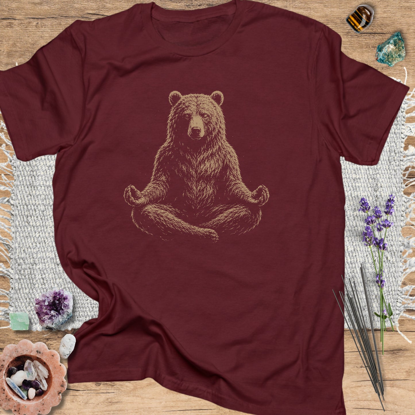 Zen Bear T-Shirt Maroon