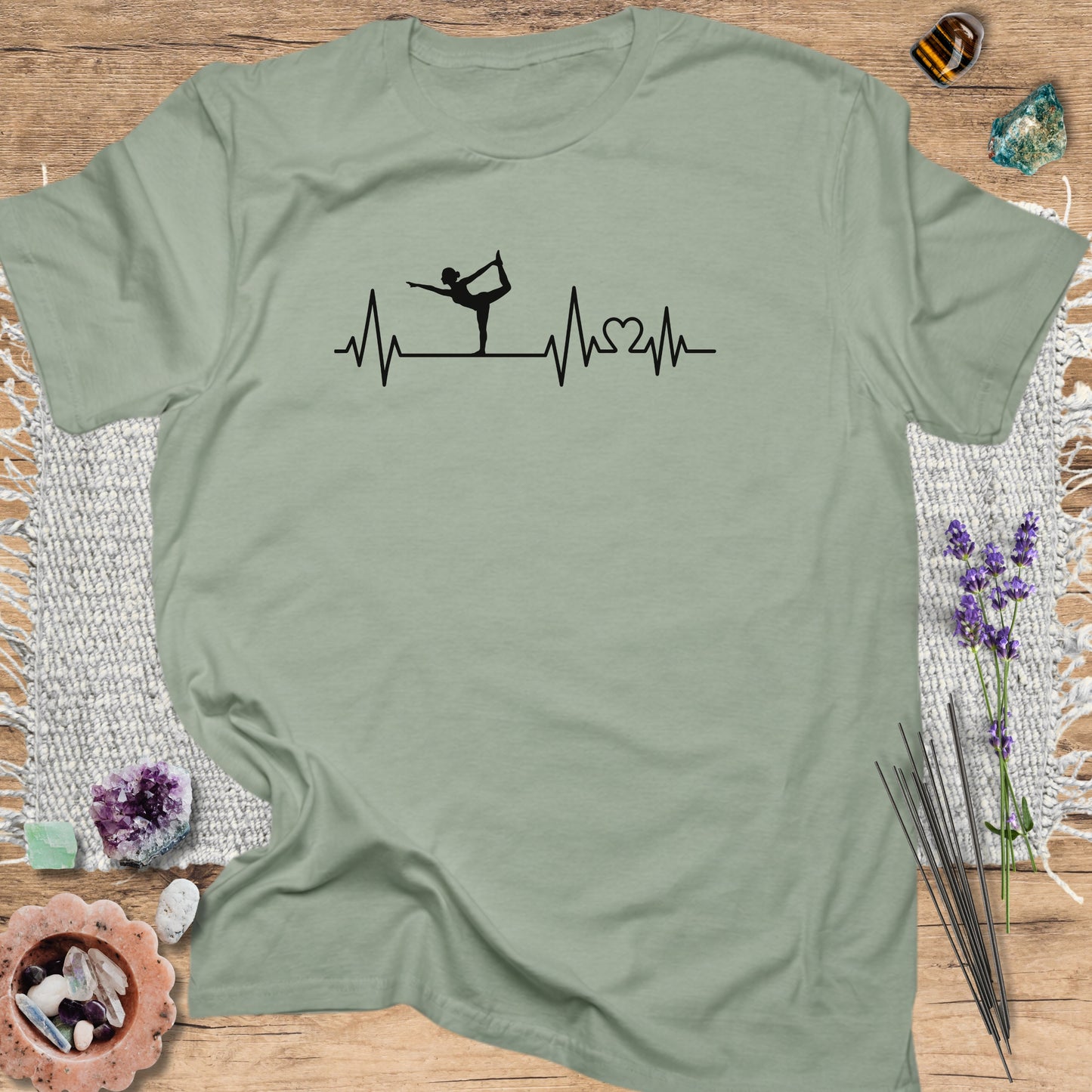 Yoga Heartbeat T-Shirt Sage