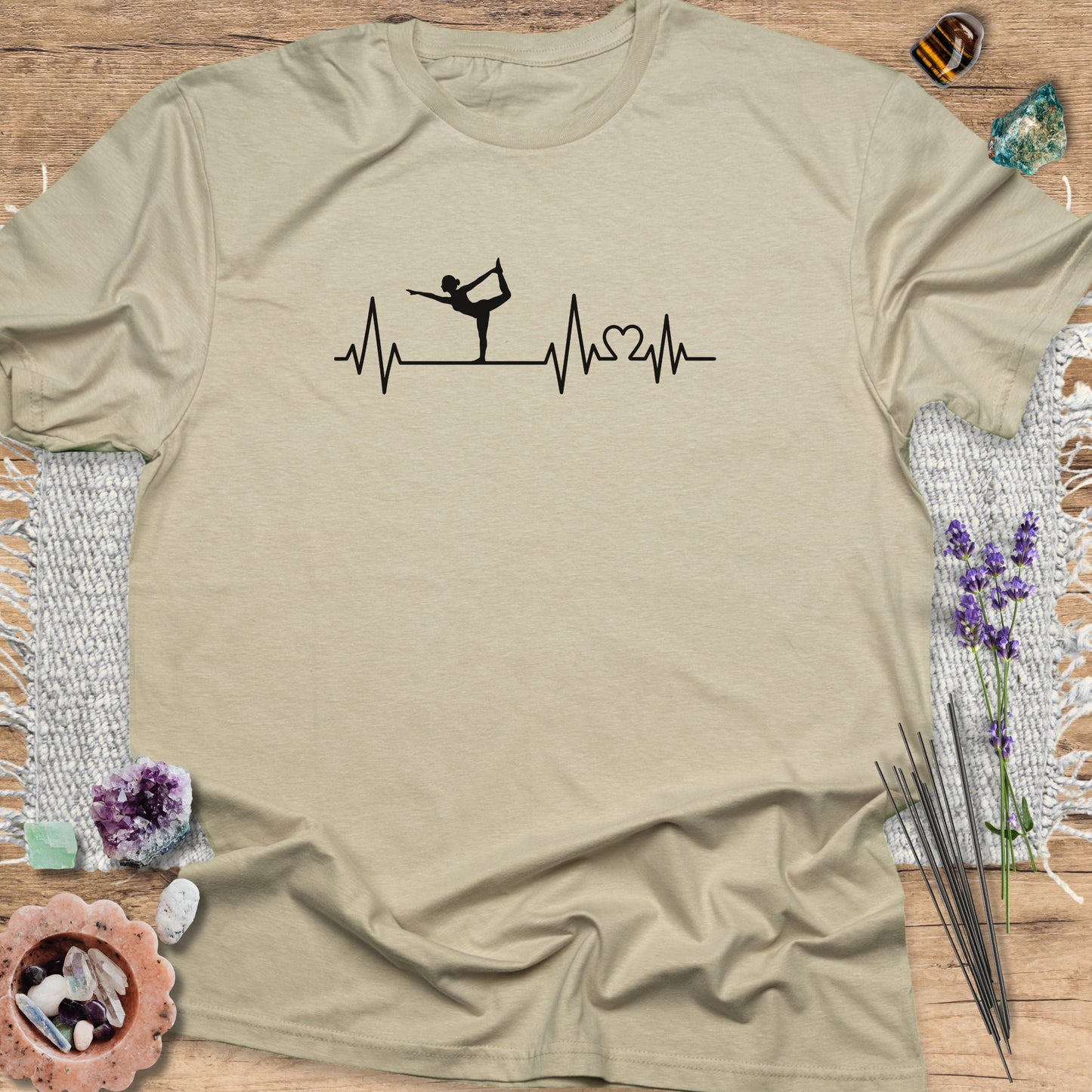 Yoga Heartbeat T-Shirt Sand