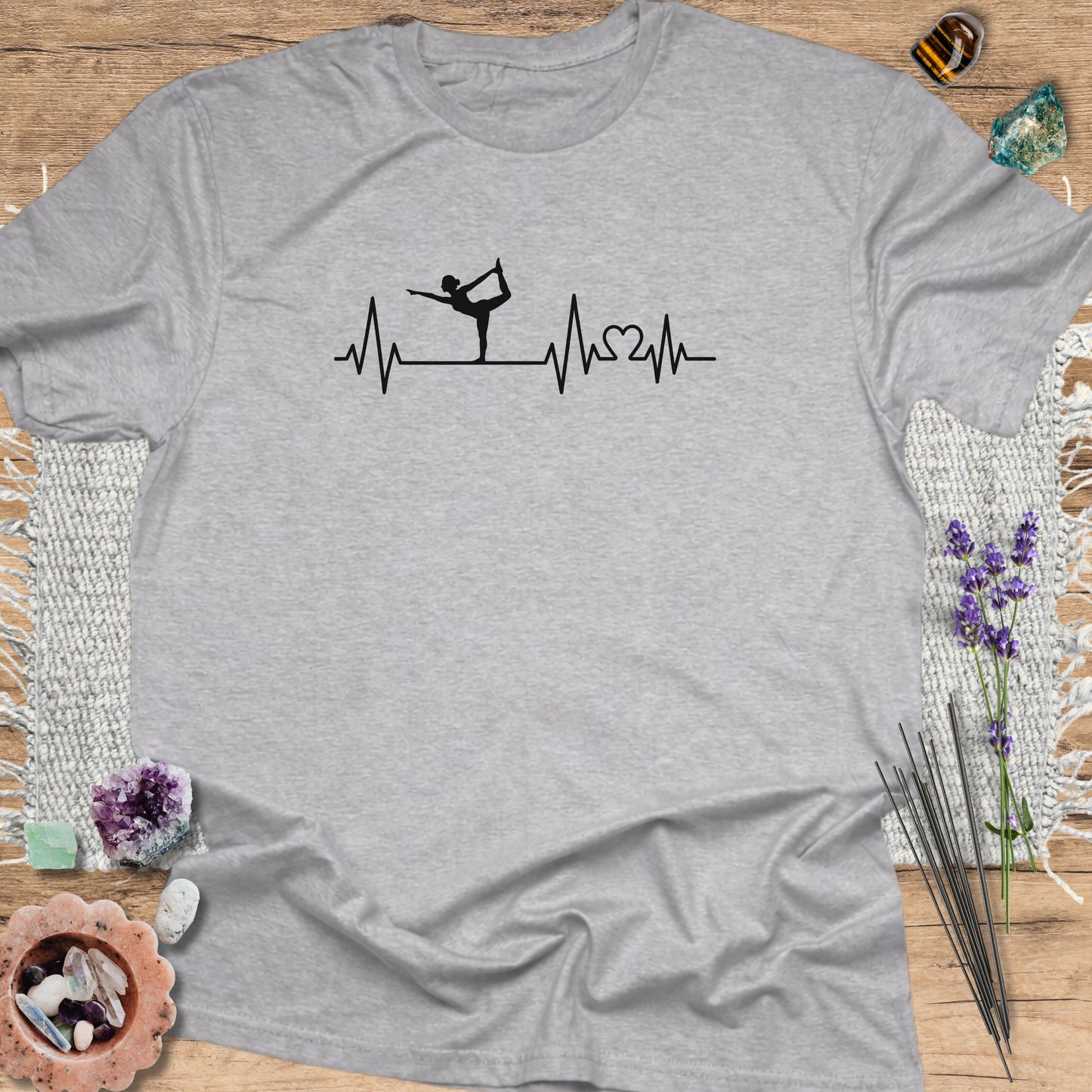 Yoga Heartbeat T-Shirt Sport Grey