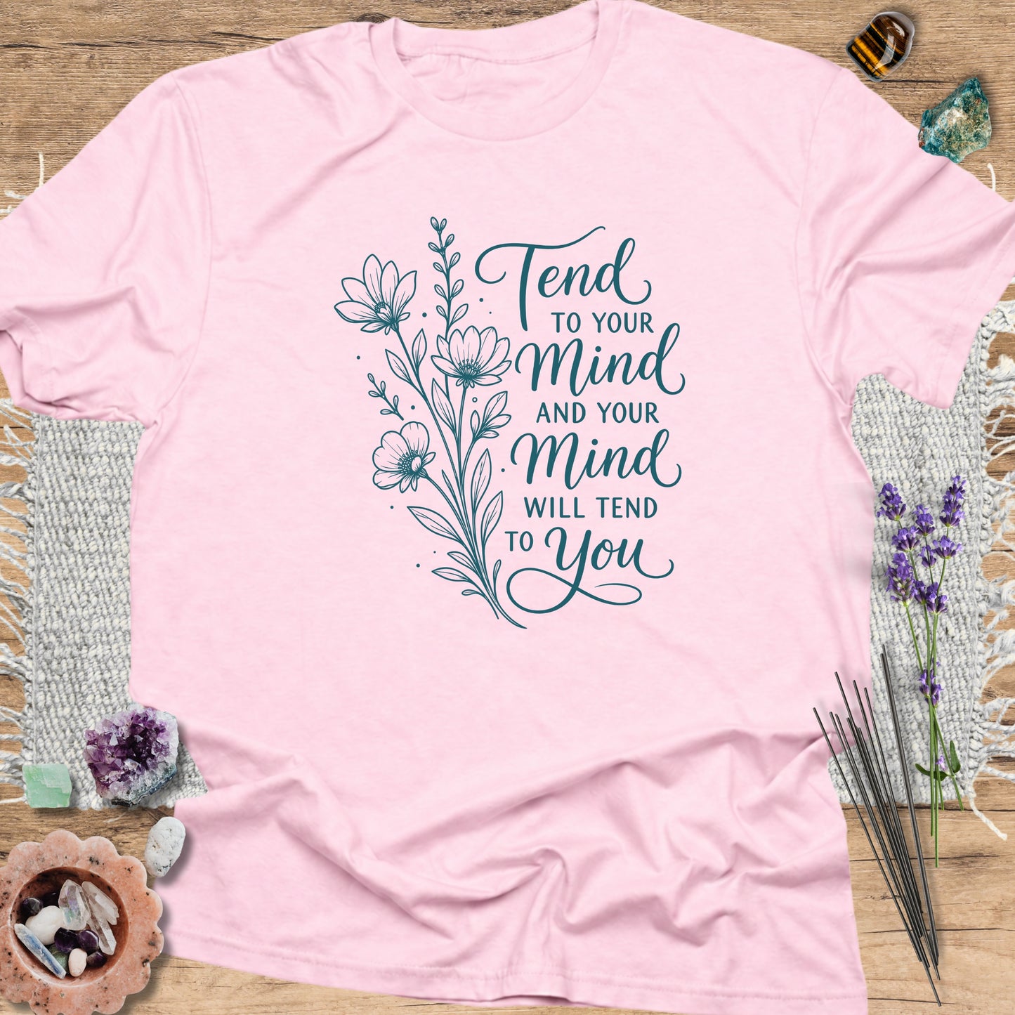 Tend to Your Mind T-Shirt Light Pink