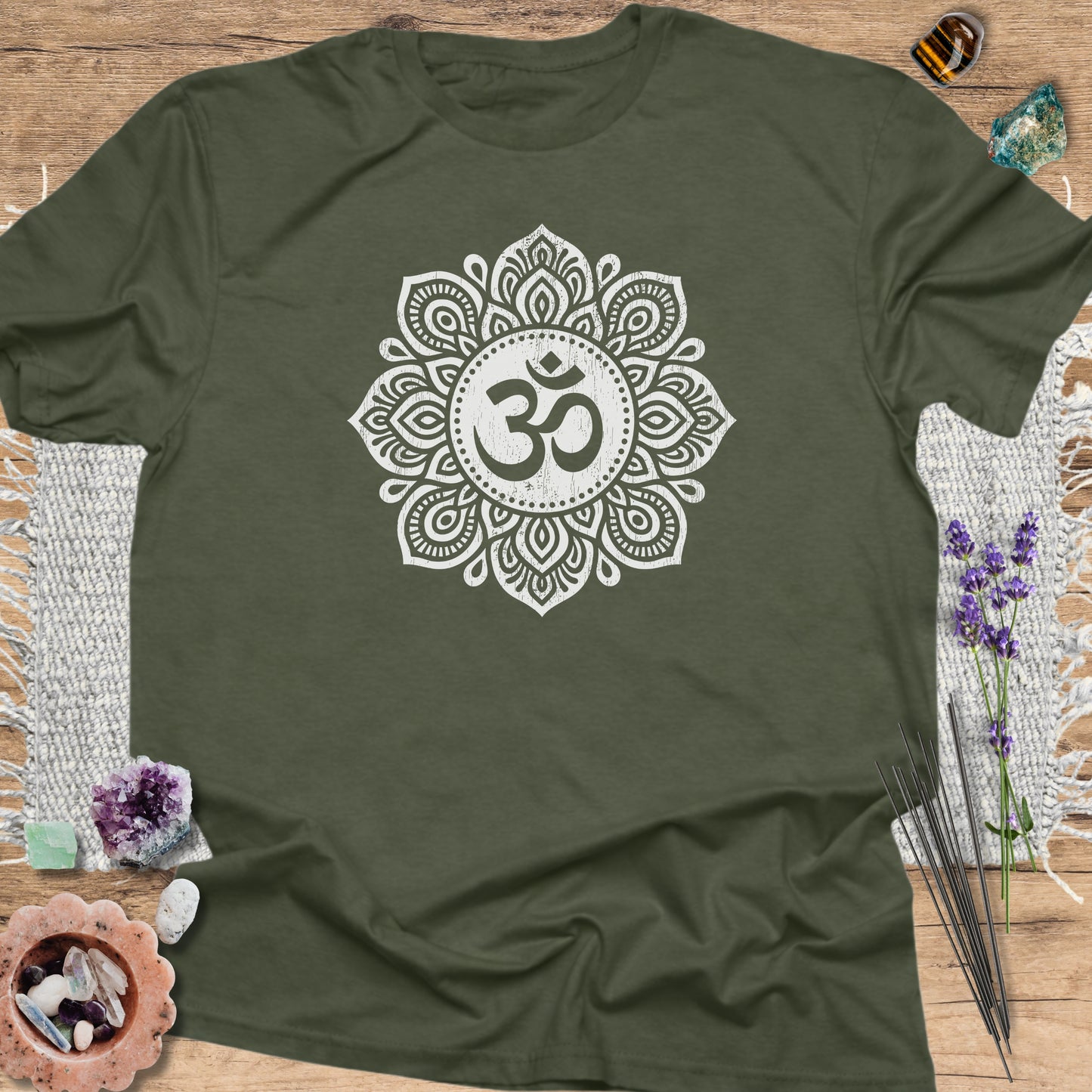 Om Mandala T-Shirt Military Green