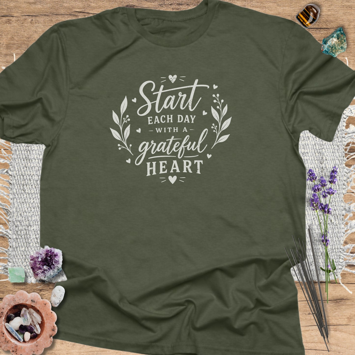 Grateful Heart T-Shirt Military Green