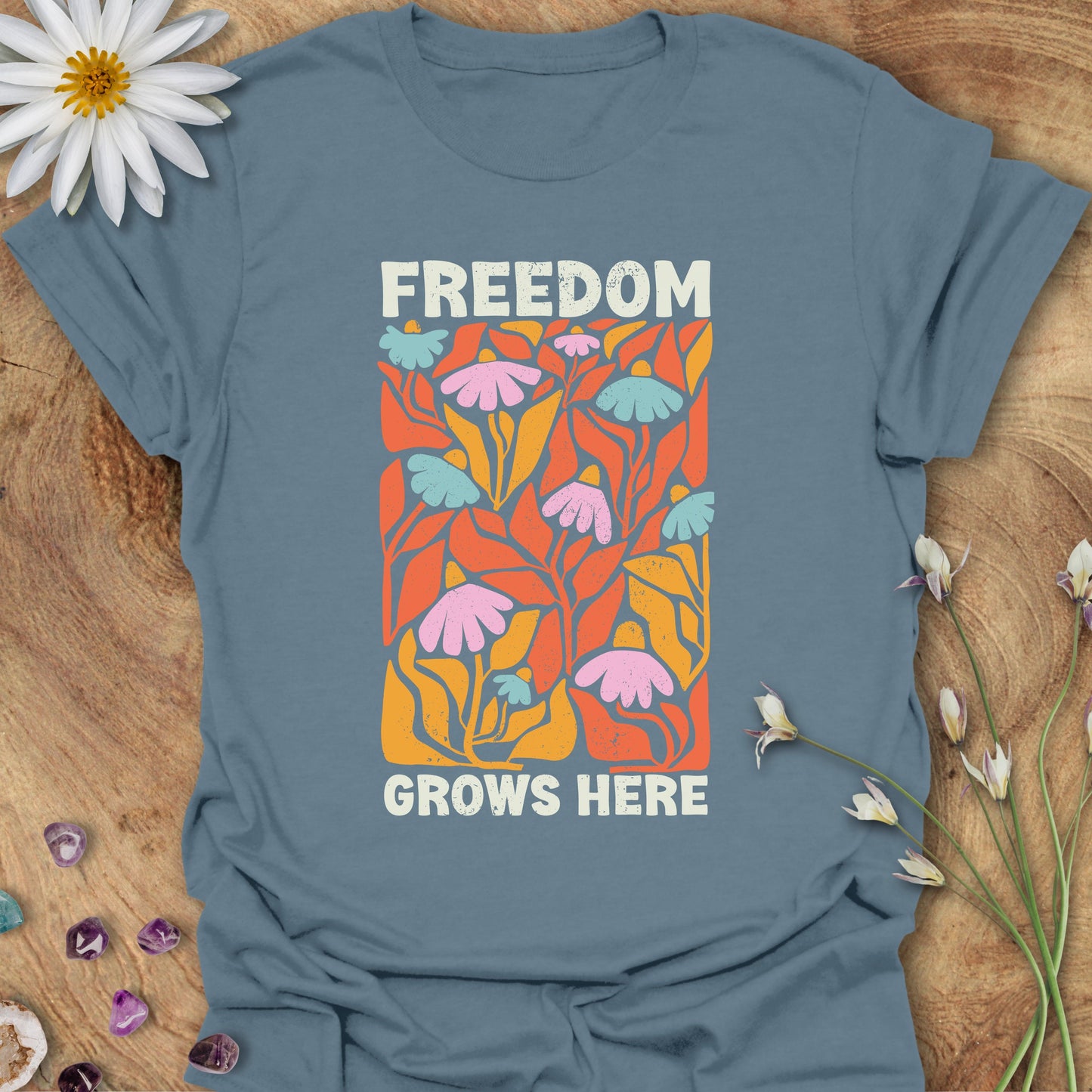 Freedom Grows Here T-Shirt Indigo Blue