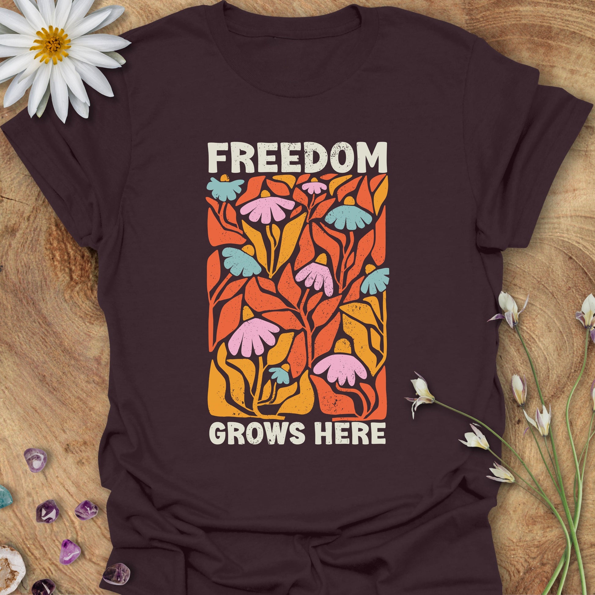 Freedom Grows Here T-Shirt Dark Chocolate