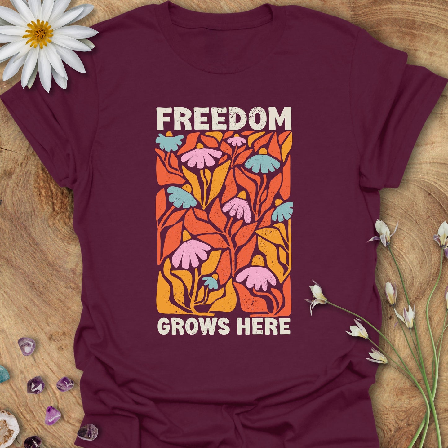 Freedom Grows Here T-Shirt Maroon