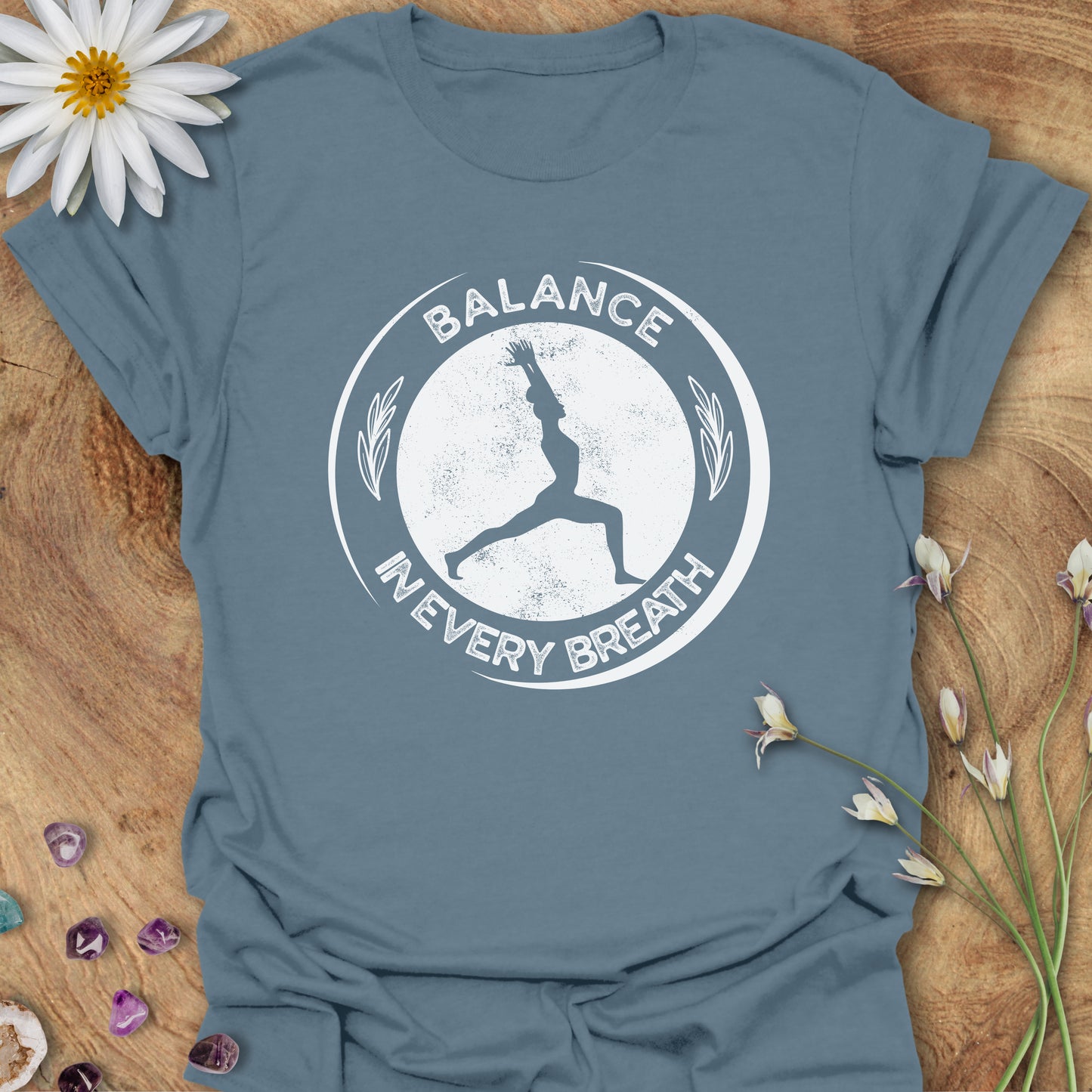 Balance in Every Breath T-Shirt Indigo Blue