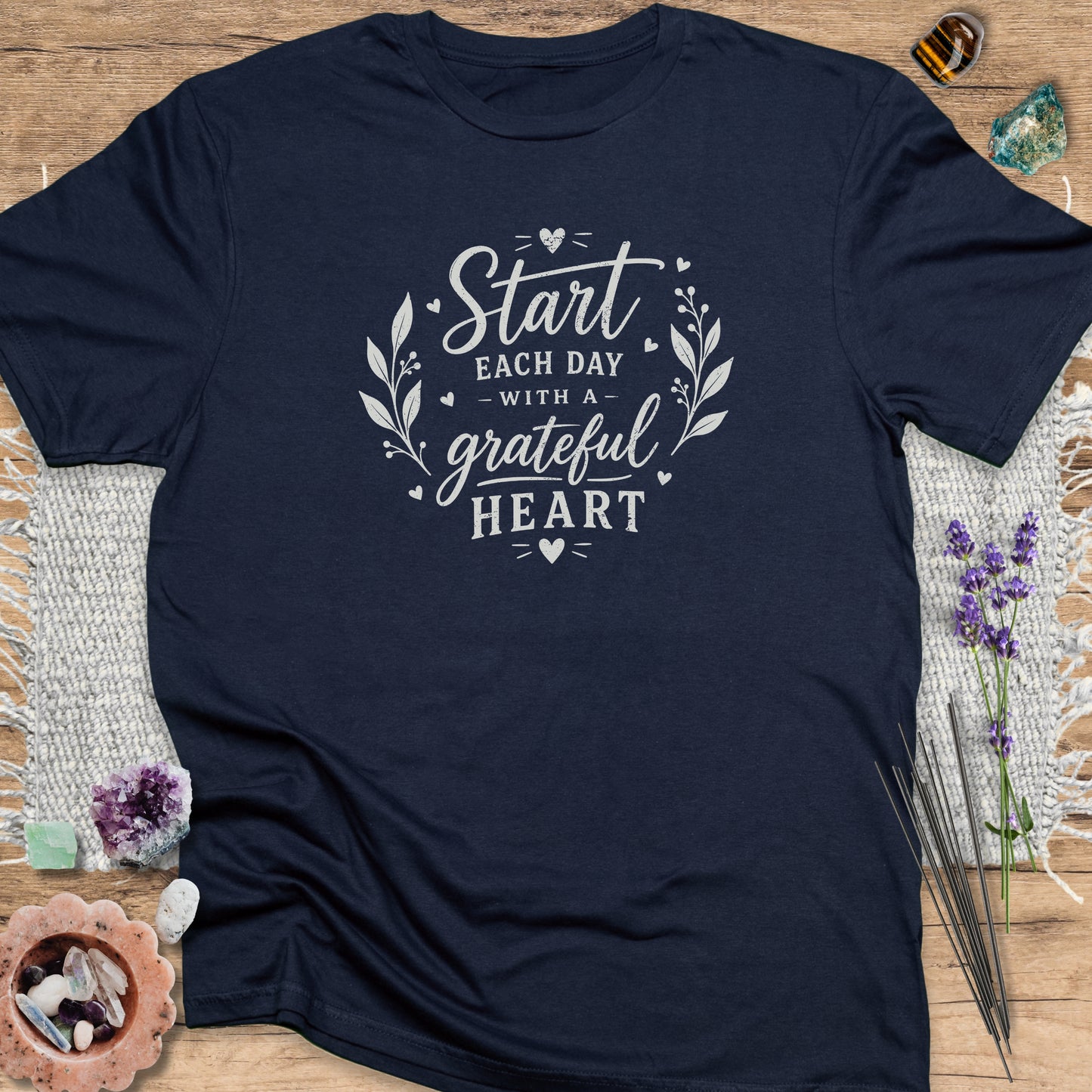 Grateful Heart T-Shirt Navy